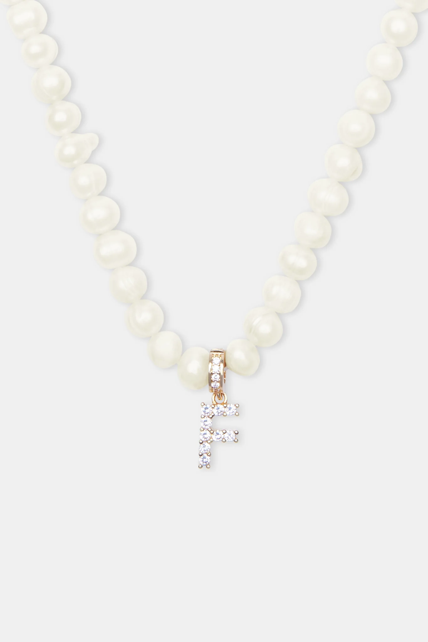 Iced Initial Clip On Pendant + 6mm Pearl Chain - Image 12
