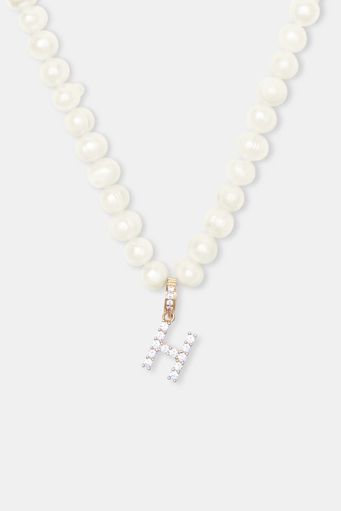 Iced Initial Clip On Pendant + 6mm Pearl Chain - Image 18