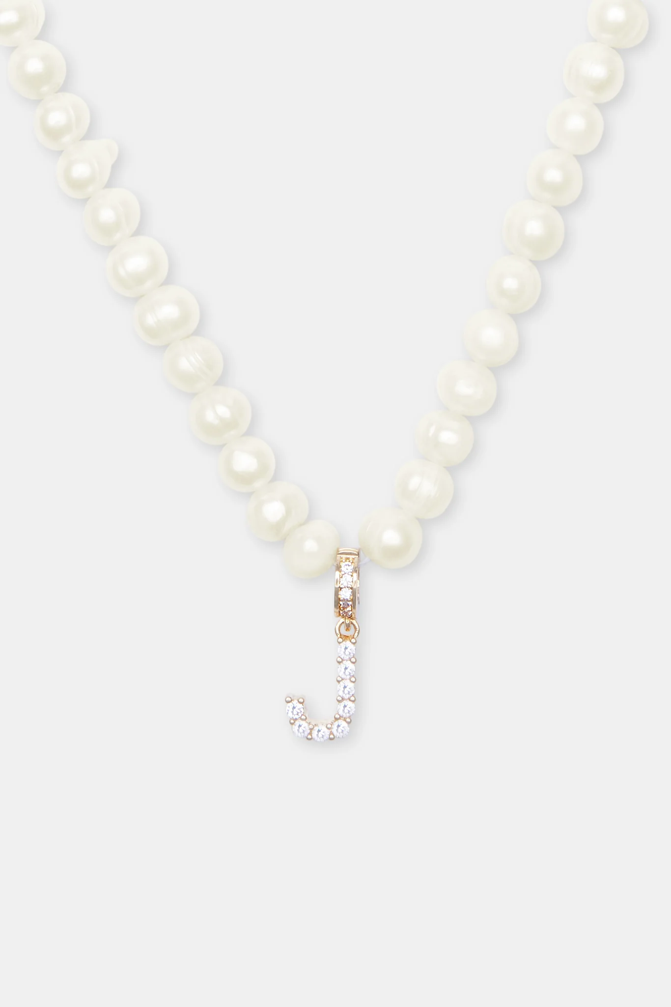 Iced Initial Clip On Pendant + 6mm Pearl Chain - Image 24