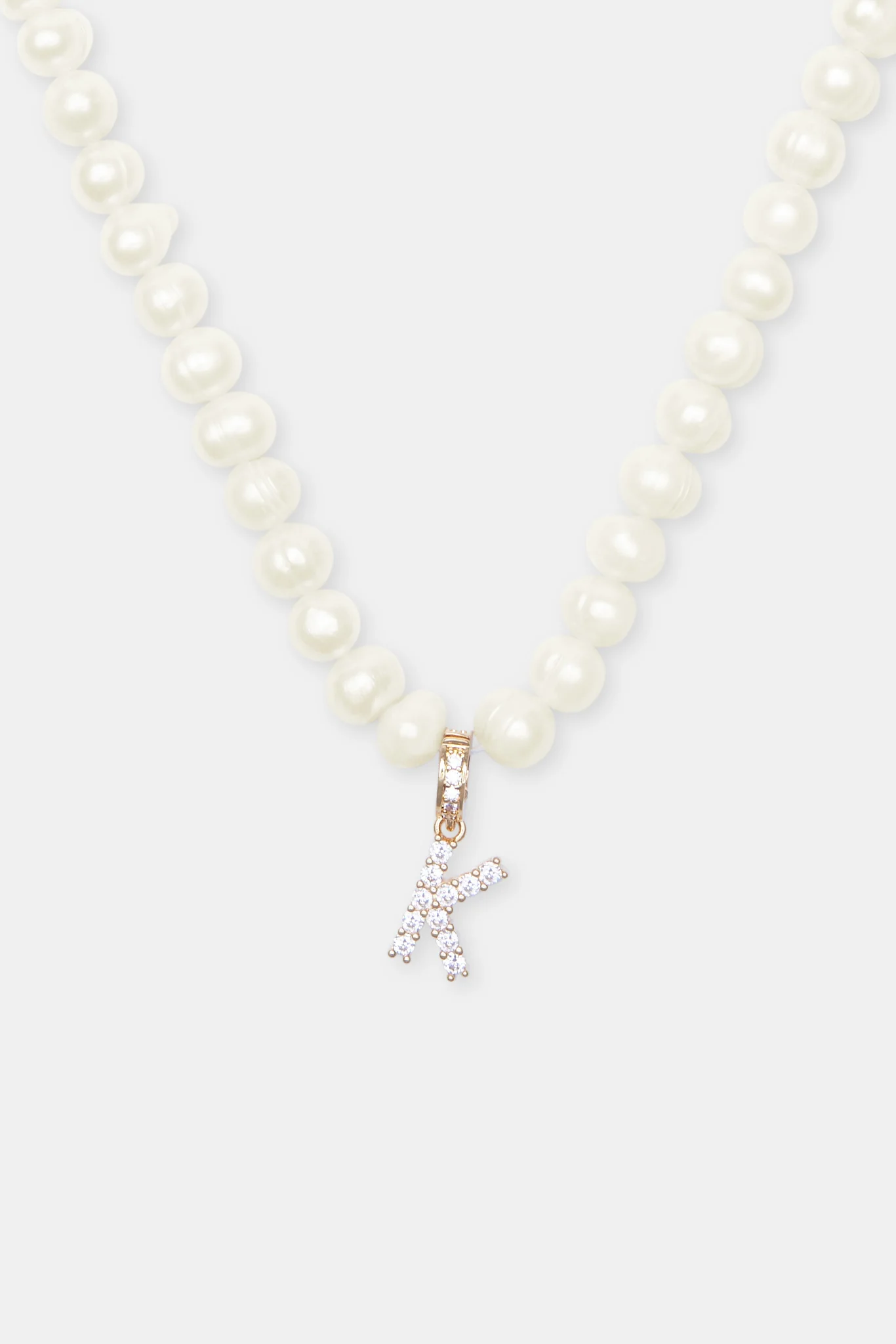 Iced Initial Clip On Pendant + 6mm Pearl Chain - Image 27