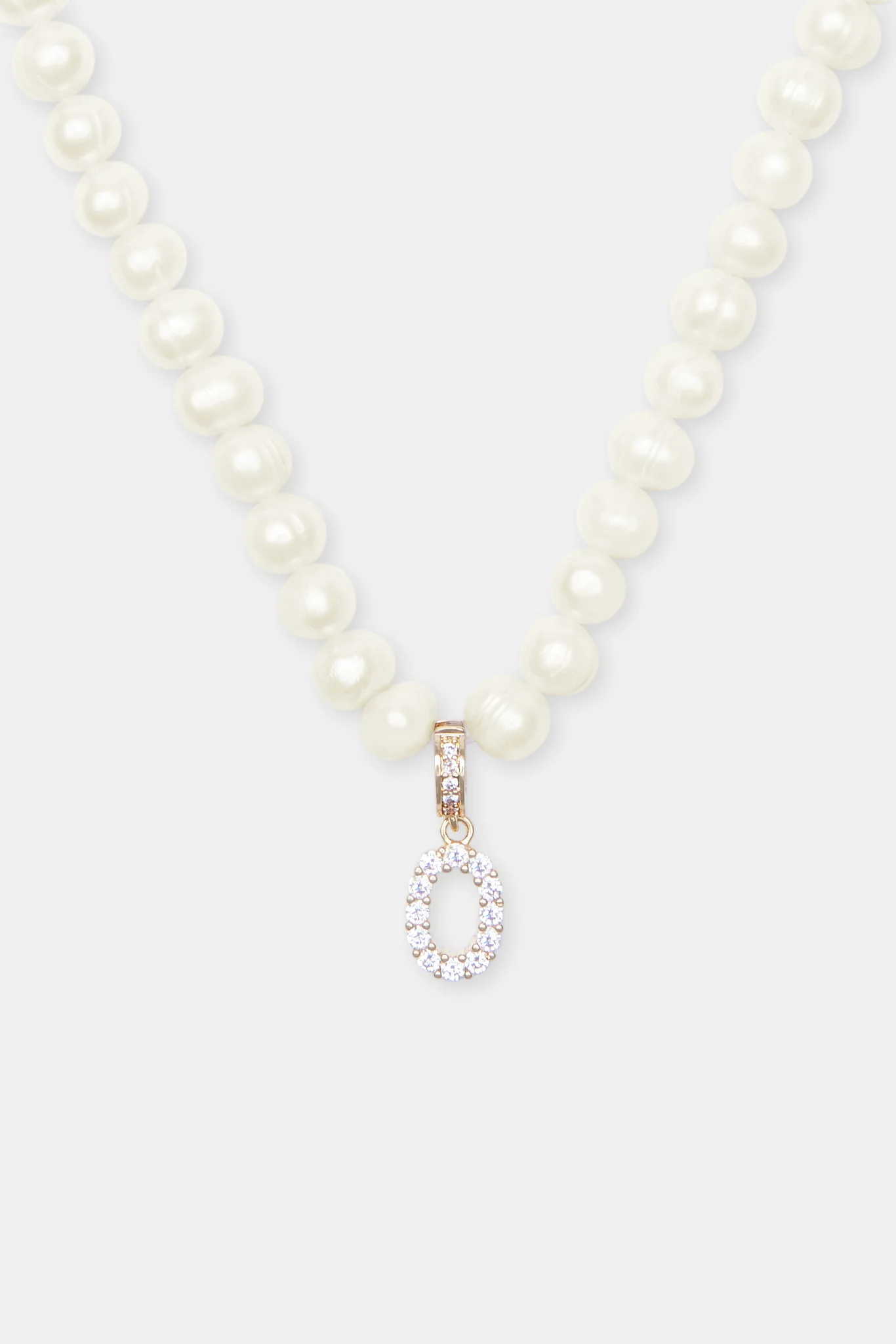 Iced Initial Clip On Pendant + 6mm Pearl Chain - Image 36