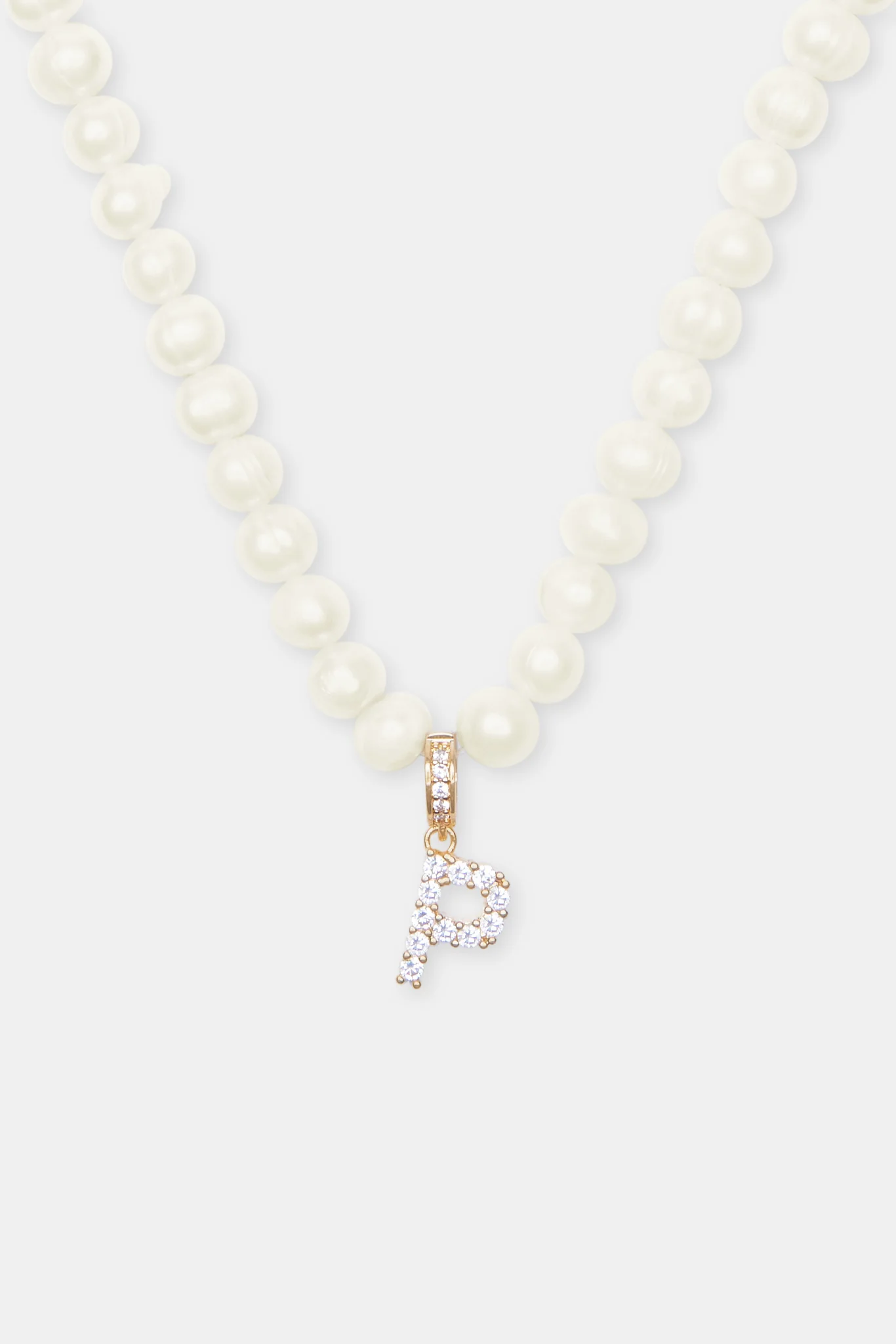 Iced Initial Clip On Pendant + 6mm Pearl Chain - Image 39