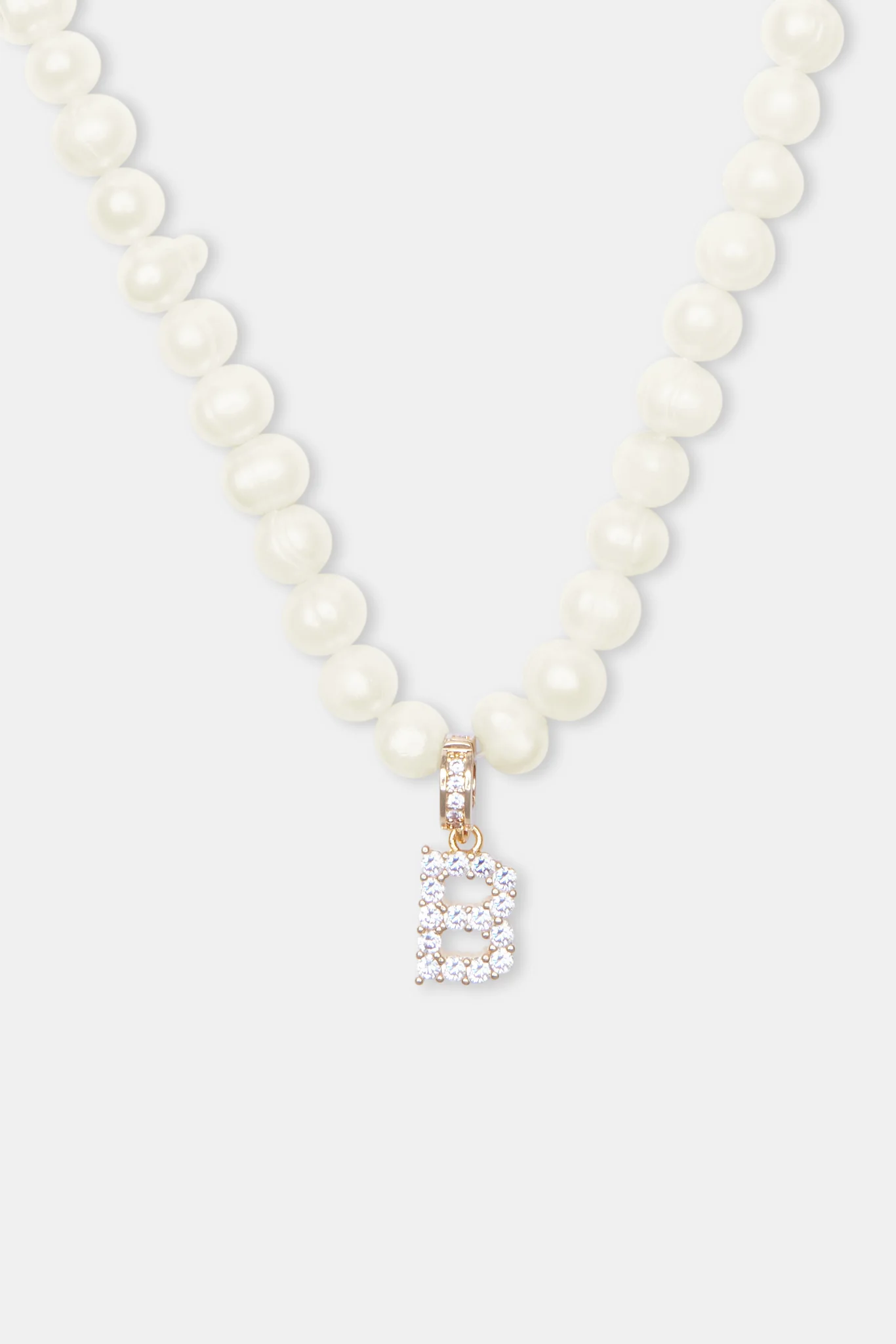 Iced Initial Clip On Pendant + 6mm Pearl Chain - Image 4