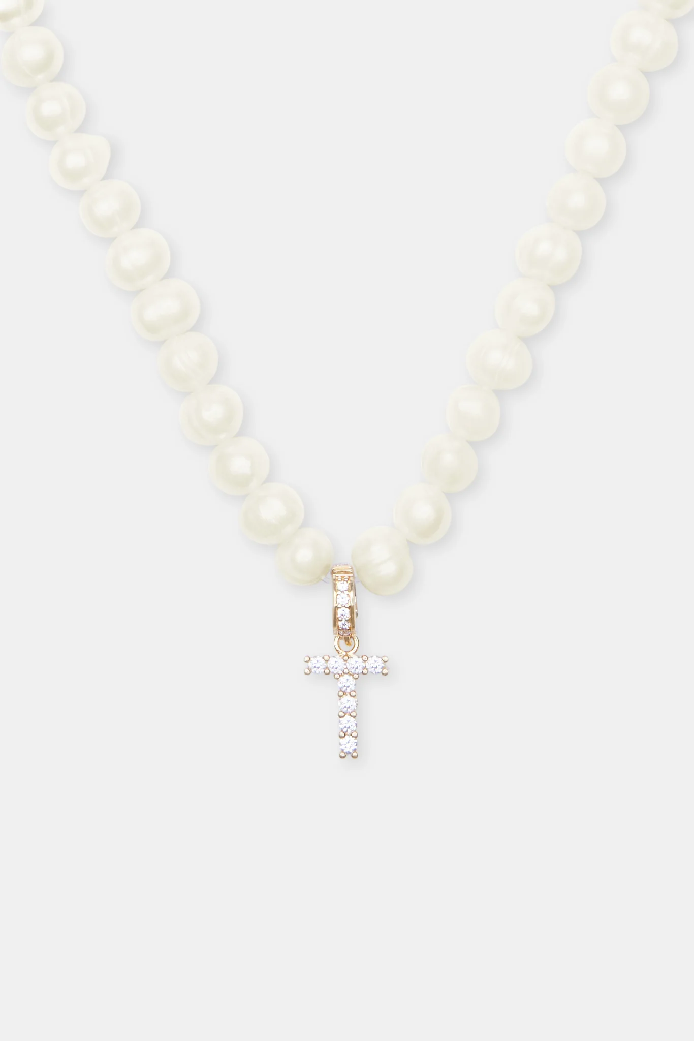 Iced Initial Clip On Pendant + 6mm Pearl Chain - Image 45