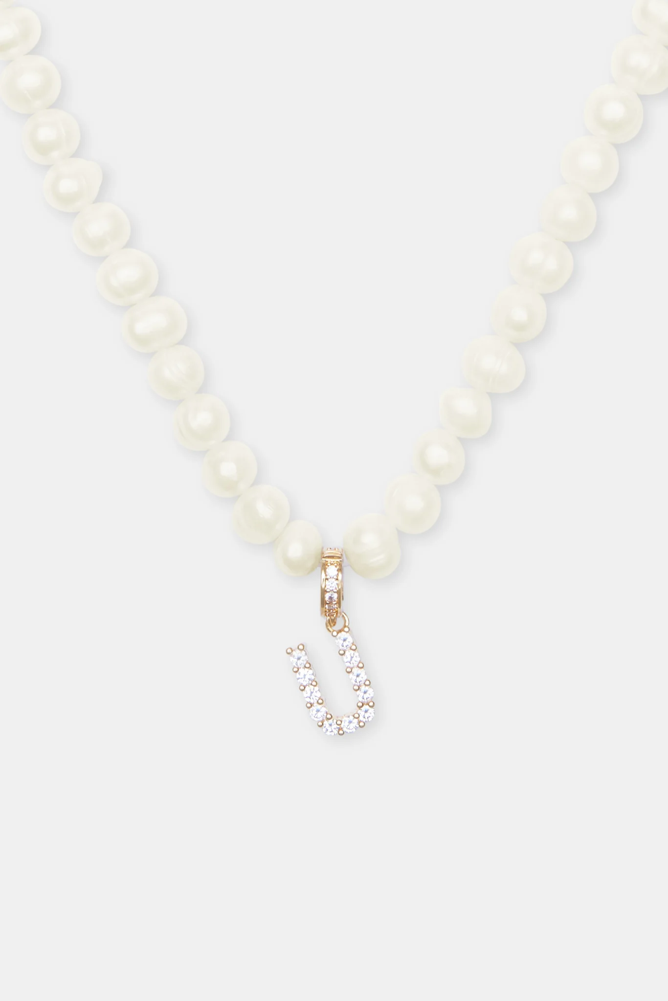 Iced Initial Clip On Pendant + 6mm Pearl Chain - Image 48