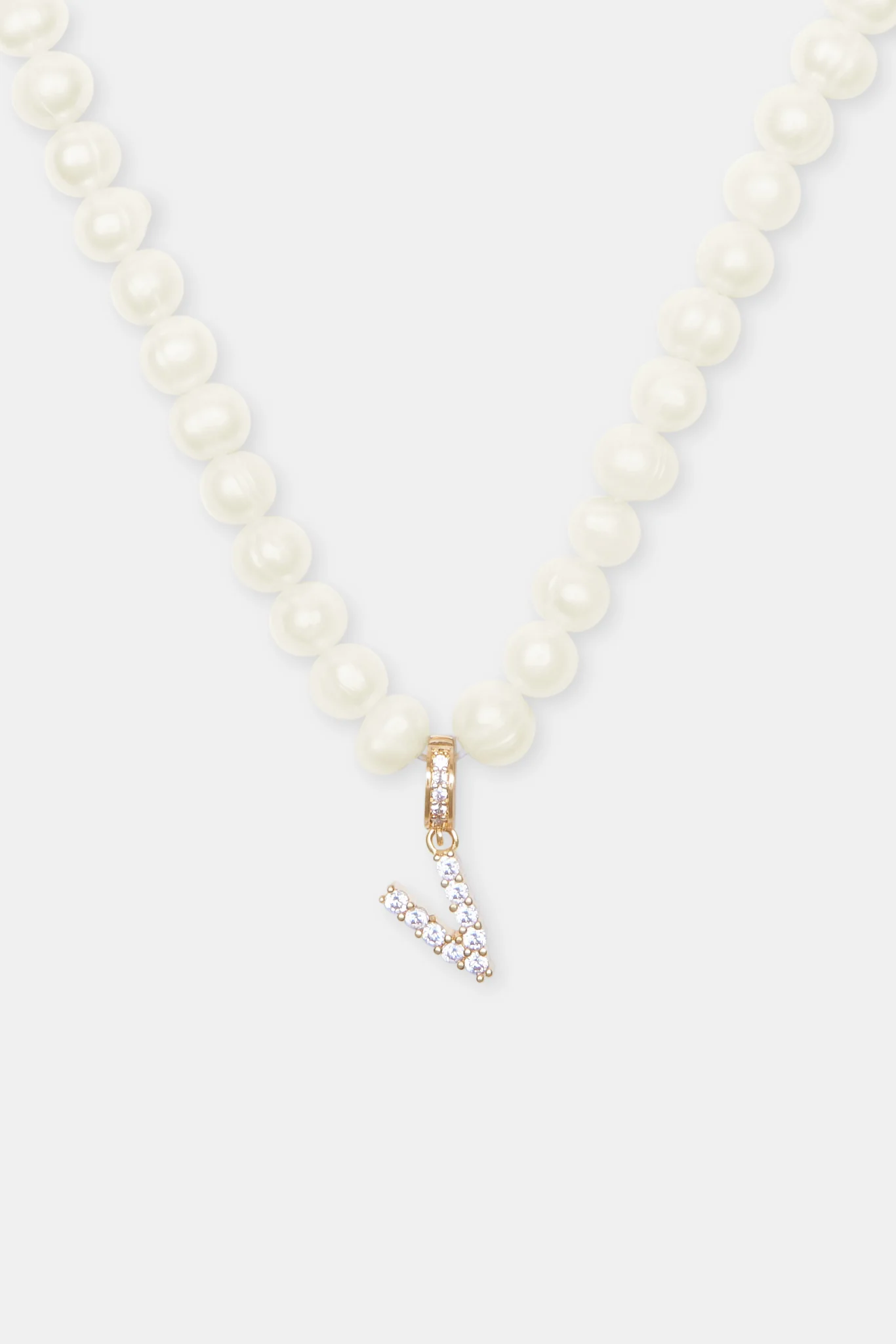 Iced Initial Clip On Pendant + 6mm Pearl Chain - Image 51