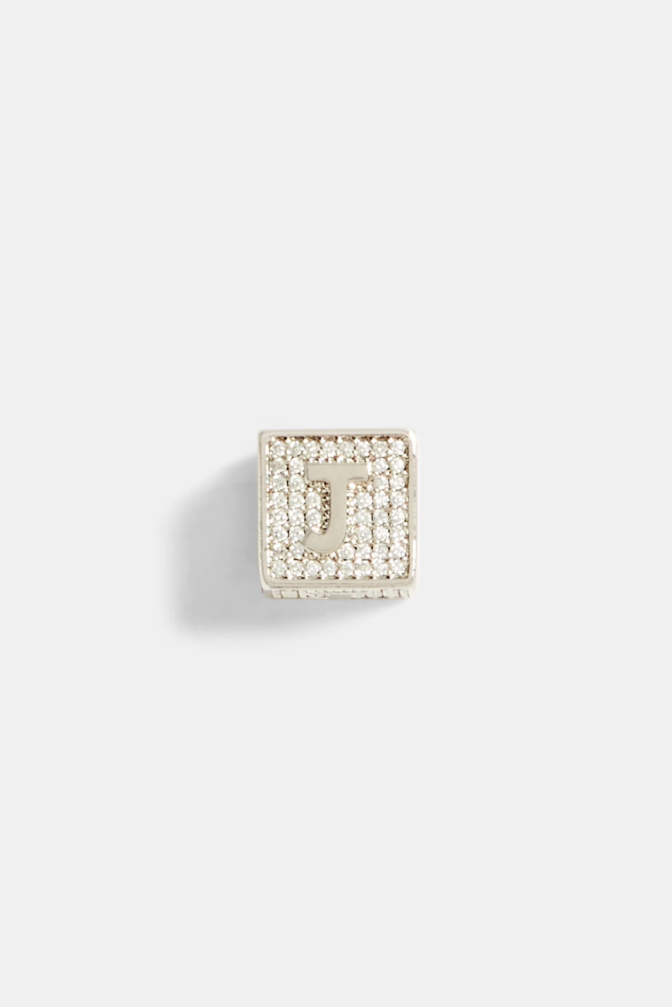 Iced J Letter Block Pendant - Image 2