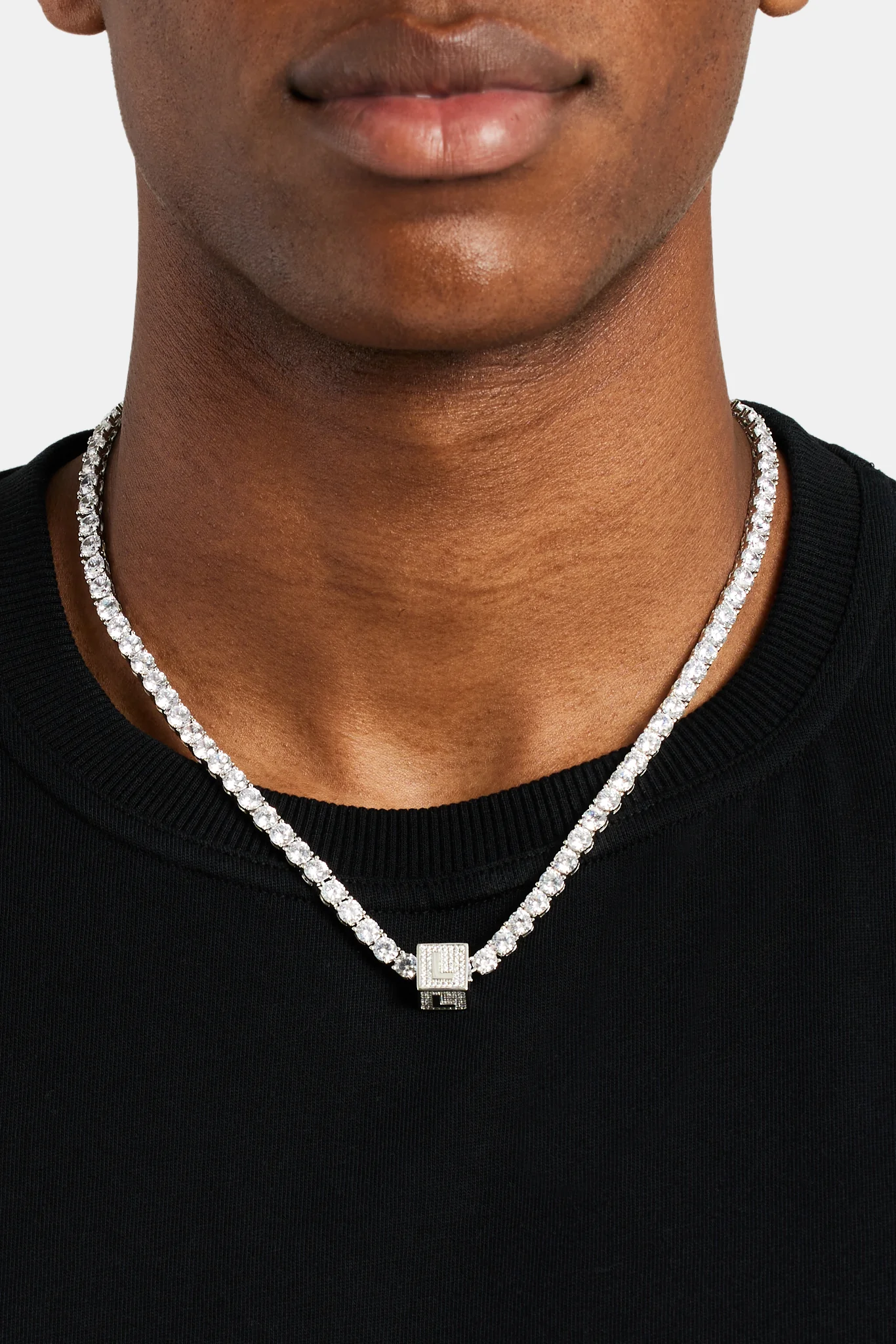 Iced L Letter Block Pendant - Image 4