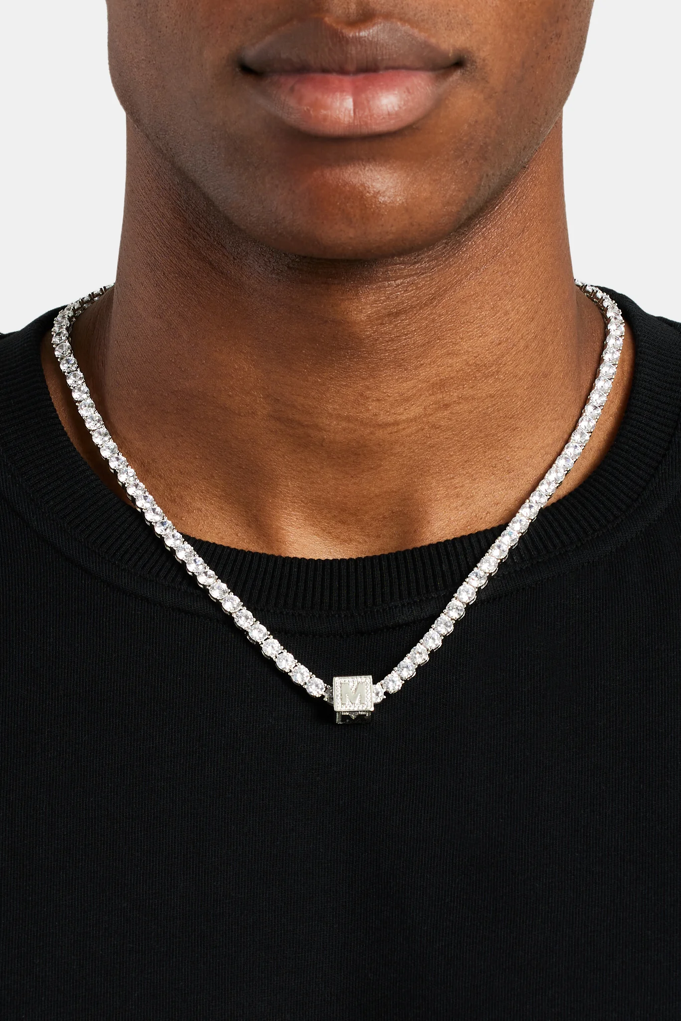 Iced M Letter Block Pendant - Image 4