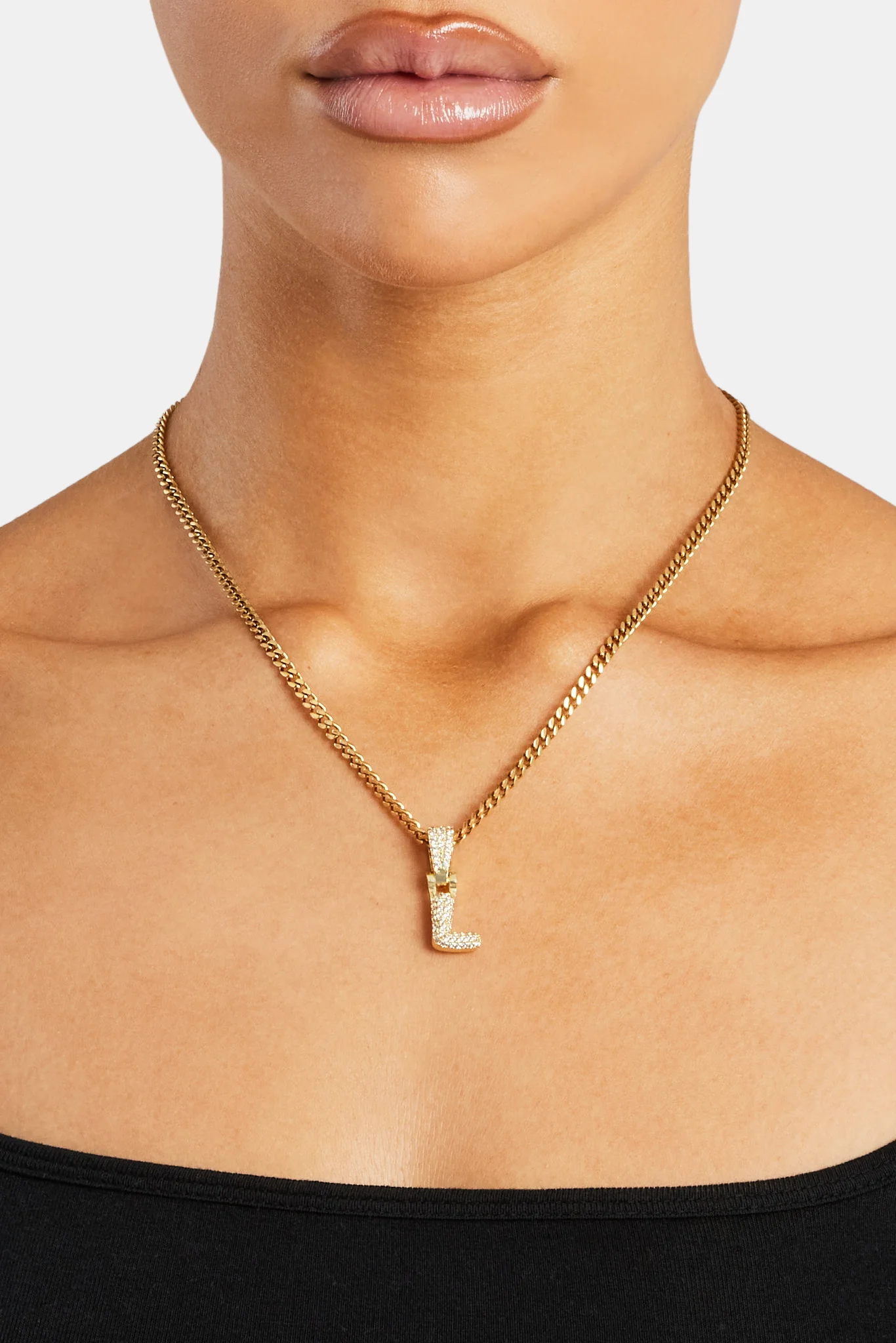 Iced Mini Bubble Pendant & Micro Cuban Chain - Gold - Image 12