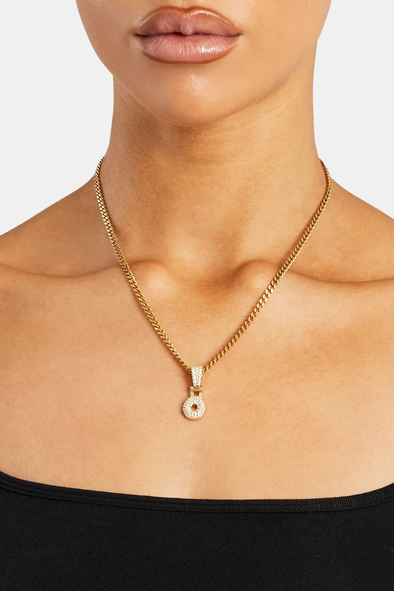 Iced Mini Bubble Pendant & Micro Cuban Chain - Gold - Image 13