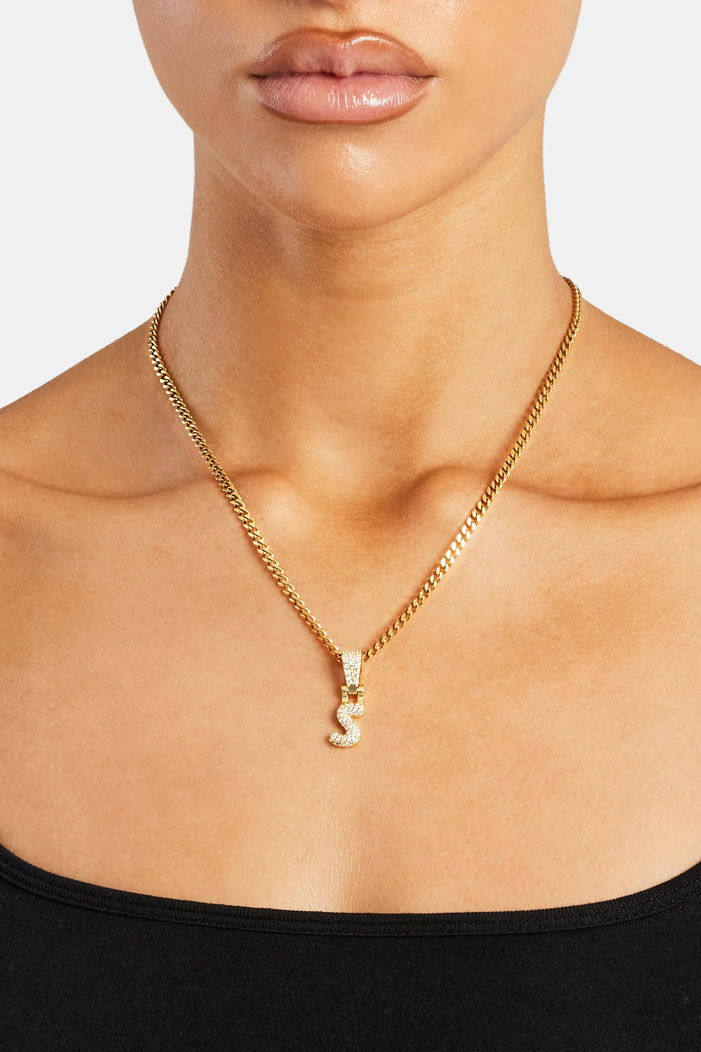 Iced Mini Bubble Pendant & Micro Cuban Chain - Gold - Image 19