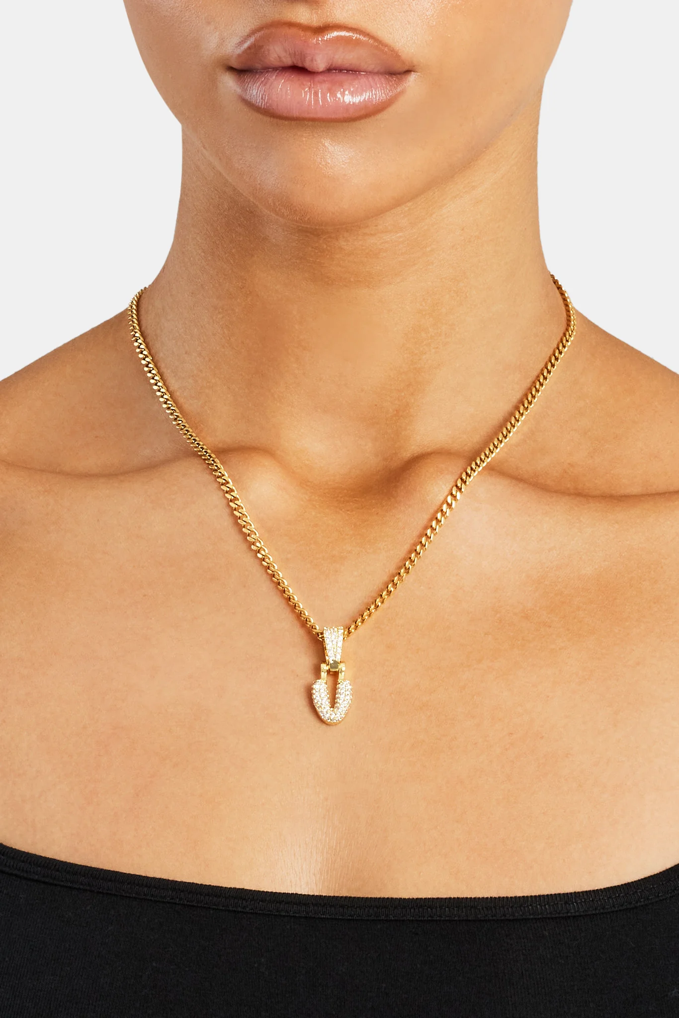 Iced Mini Bubble Pendant & Micro Cuban Chain - Gold - Image 22