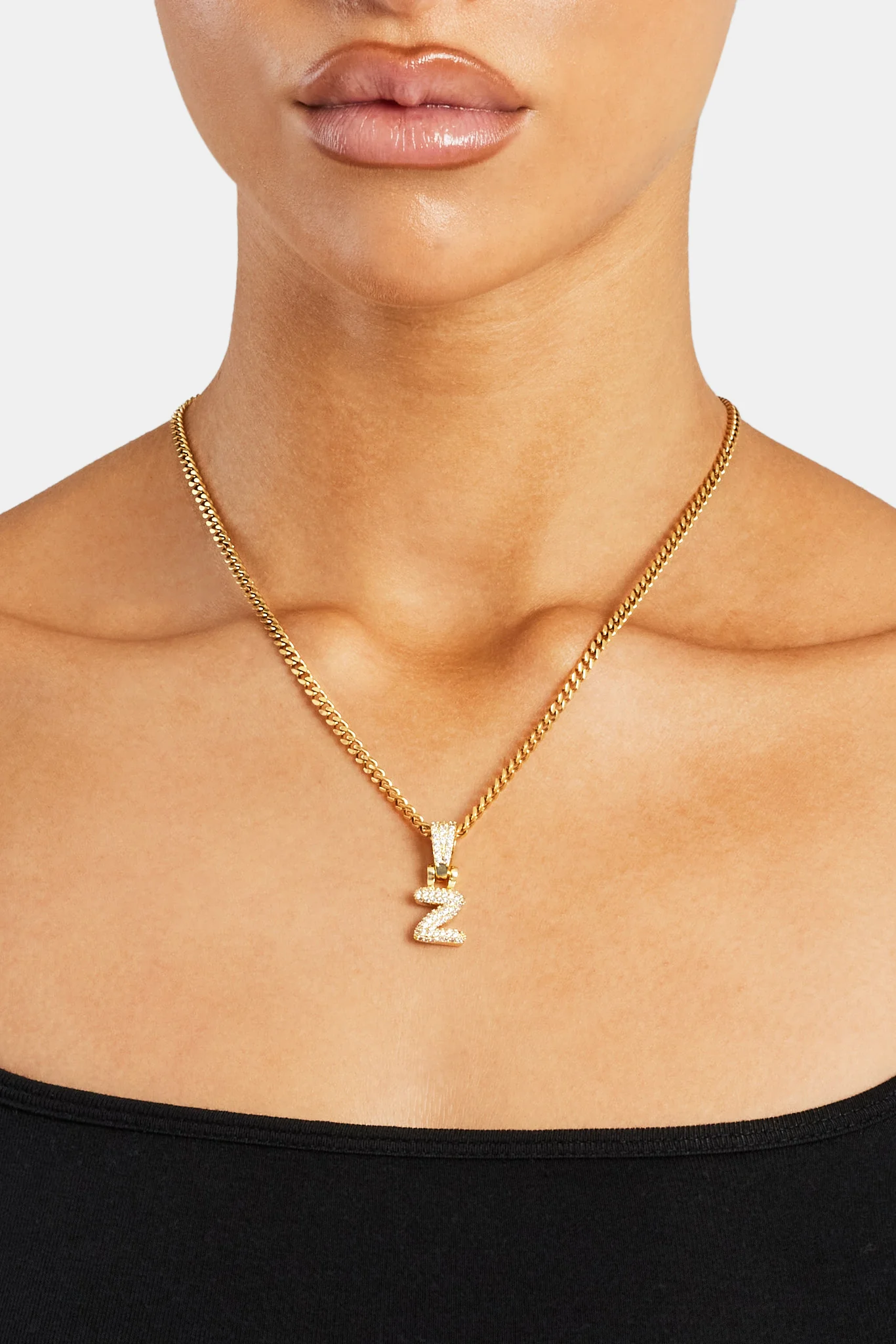Iced Mini Bubble Pendant & Micro Cuban Chain - Gold - Image 26