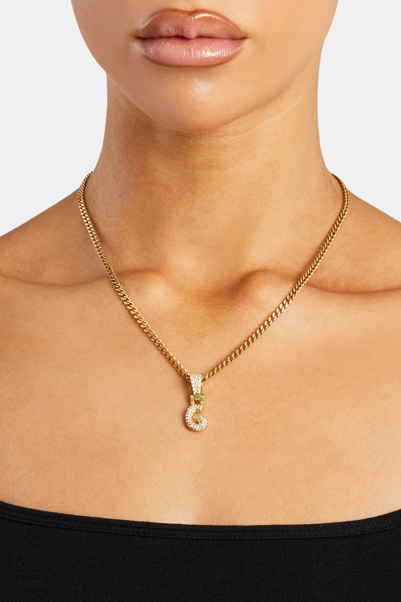 Iced Mini Bubble Pendant & Micro Cuban Chain - Gold - Image 7