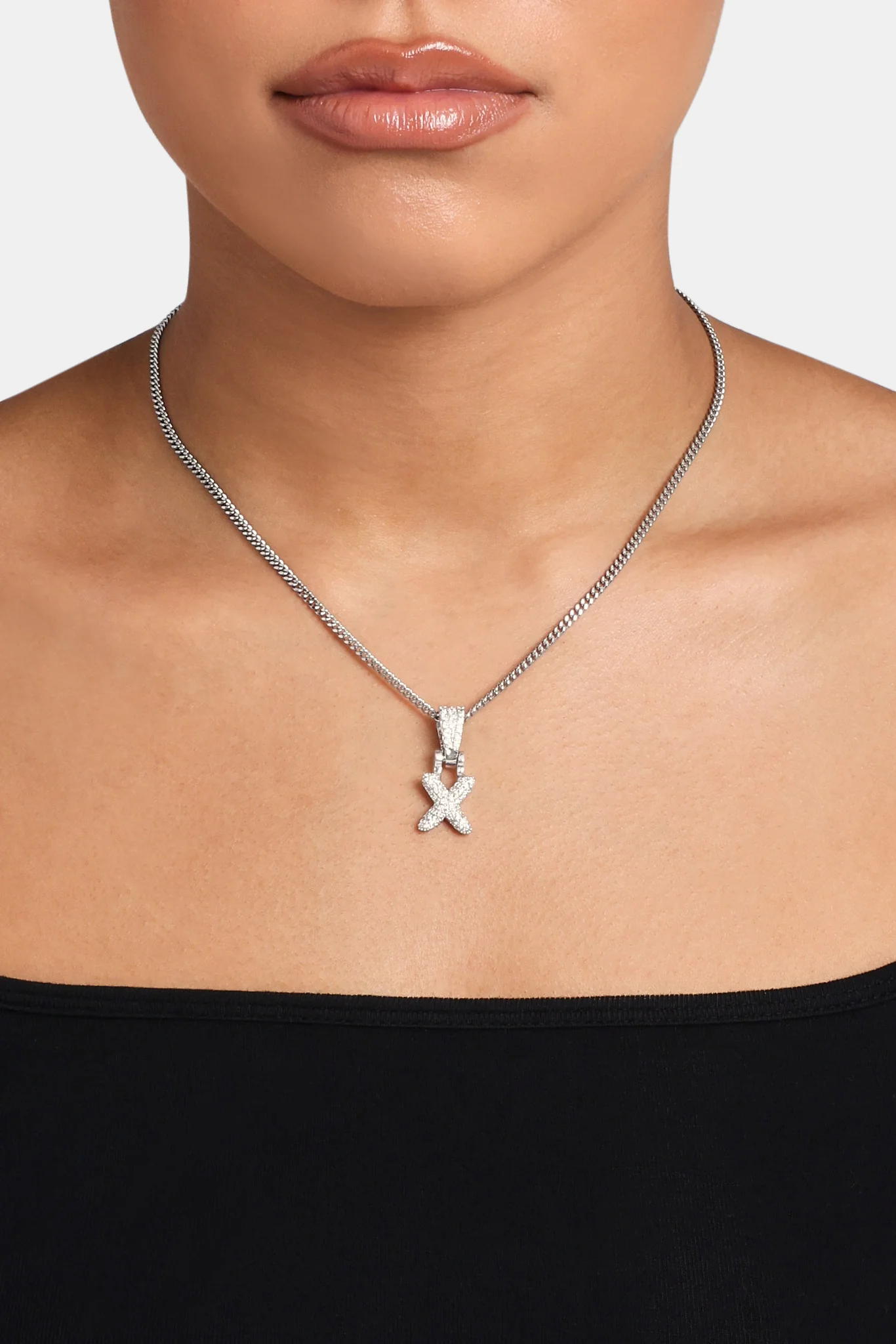 Iced Mini Bubble Pendant & Micro Cuban Chain - White - Image 24