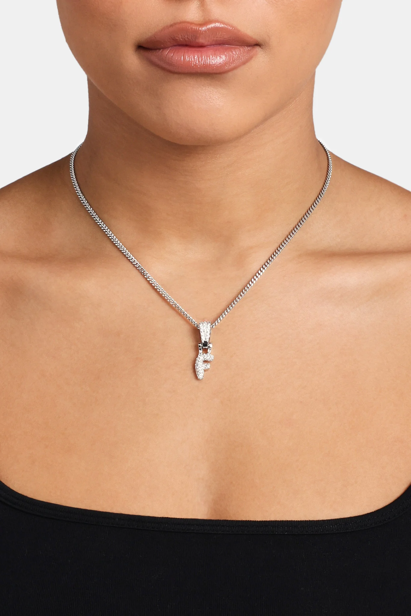 Iced Mini Bubble Pendant & Micro Cuban Chain - White - Image 6