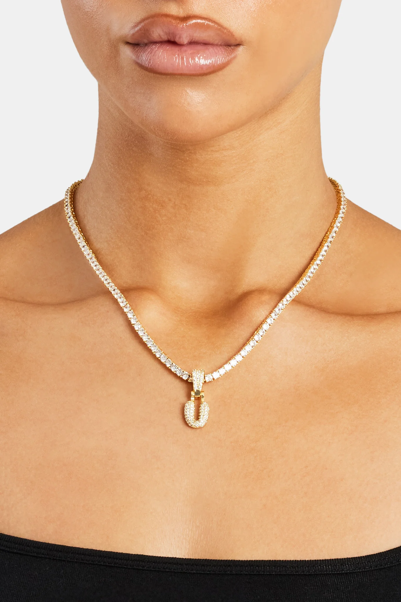 Iced Mini Bubble Pendant & Tennis Chain - Gold 3mm - Image 21