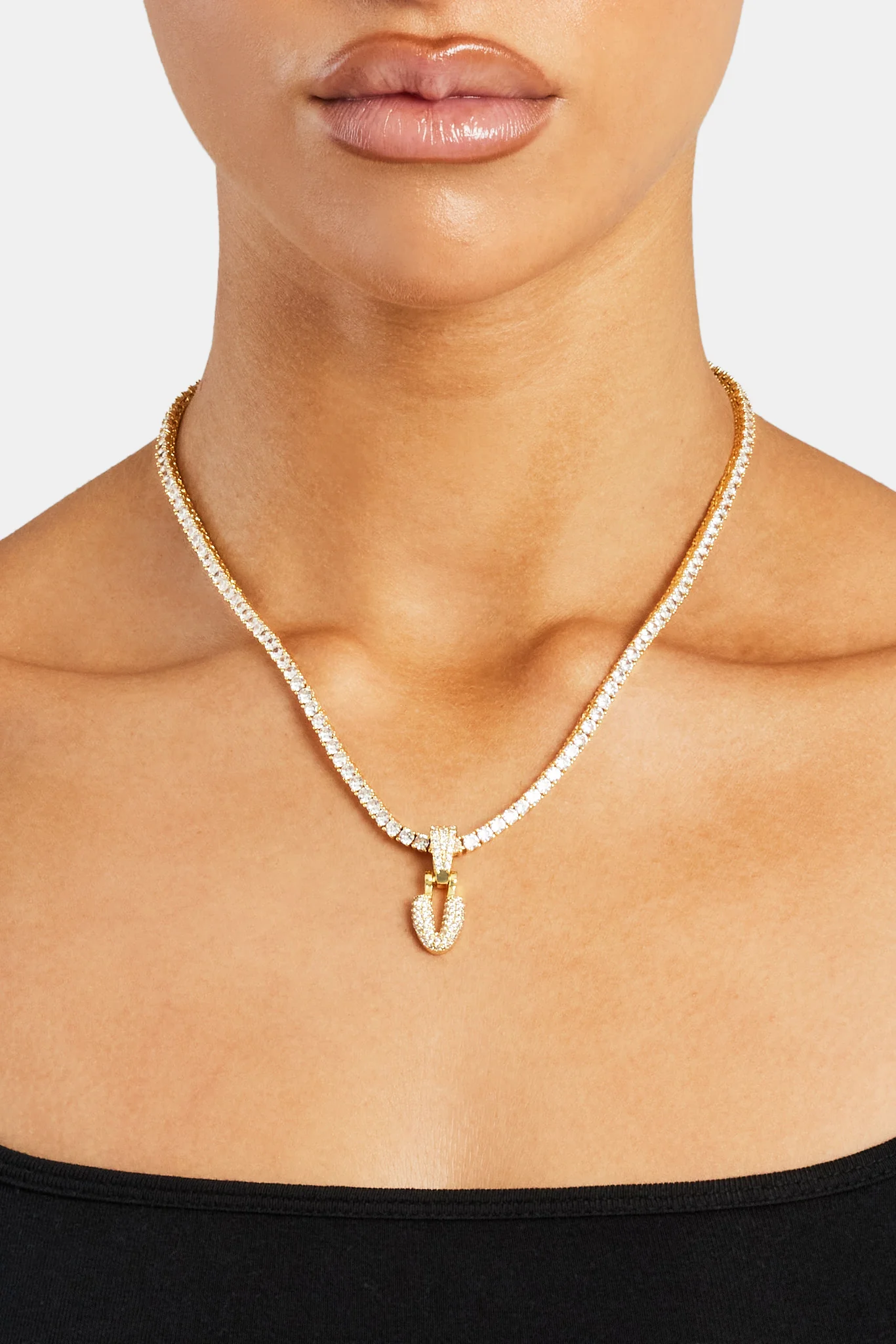Iced Mini Bubble Pendant & Tennis Chain - Gold 3mm - Image 22