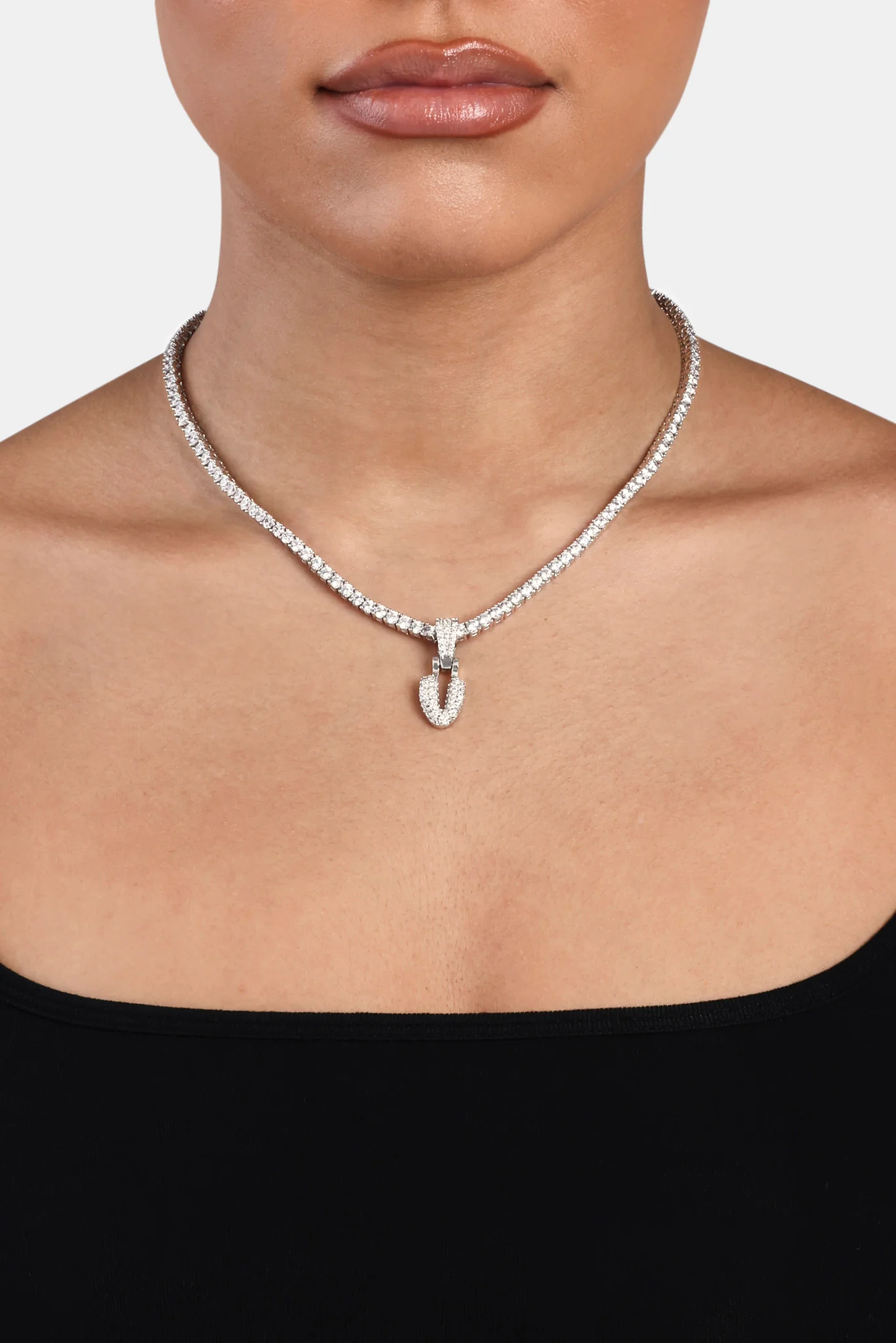 Iced Mini Bubble Pendant & Tennis Chain - White 3mm - Image 22