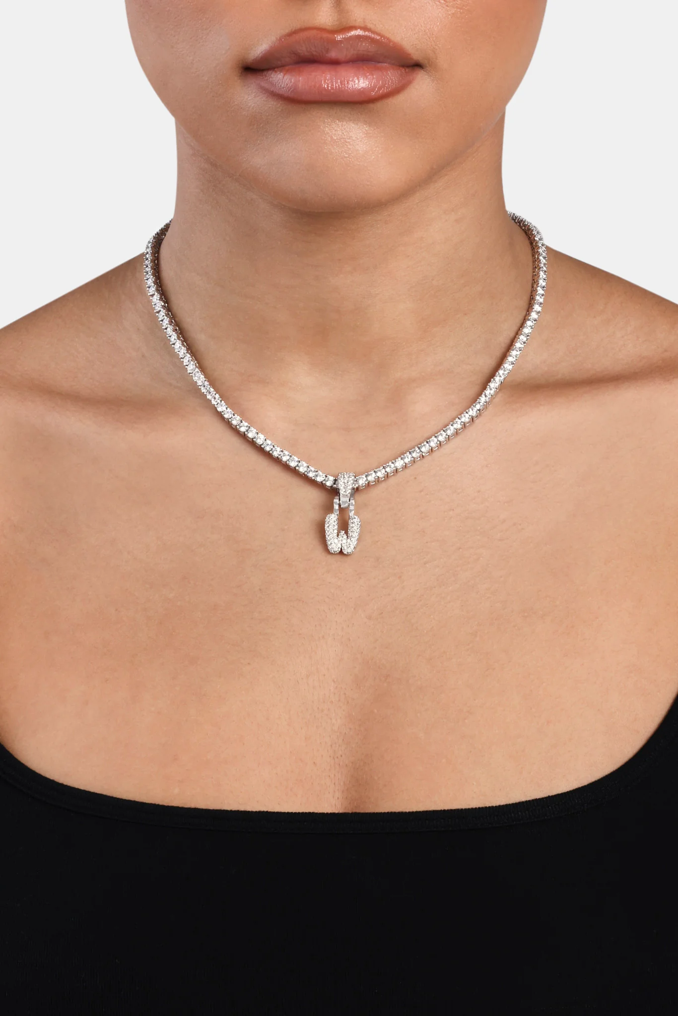 Iced Mini Bubble Pendant & Tennis Chain - White 3mm - Image 23
