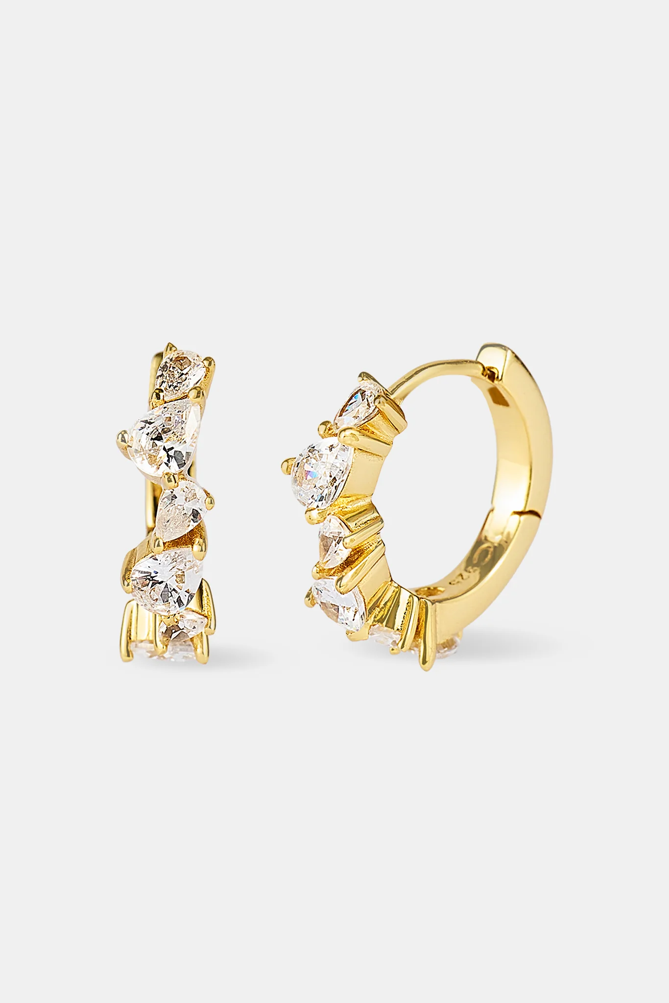 Iced Mix Stone Hoop Earrings - 10mm - Gold - Image 2
