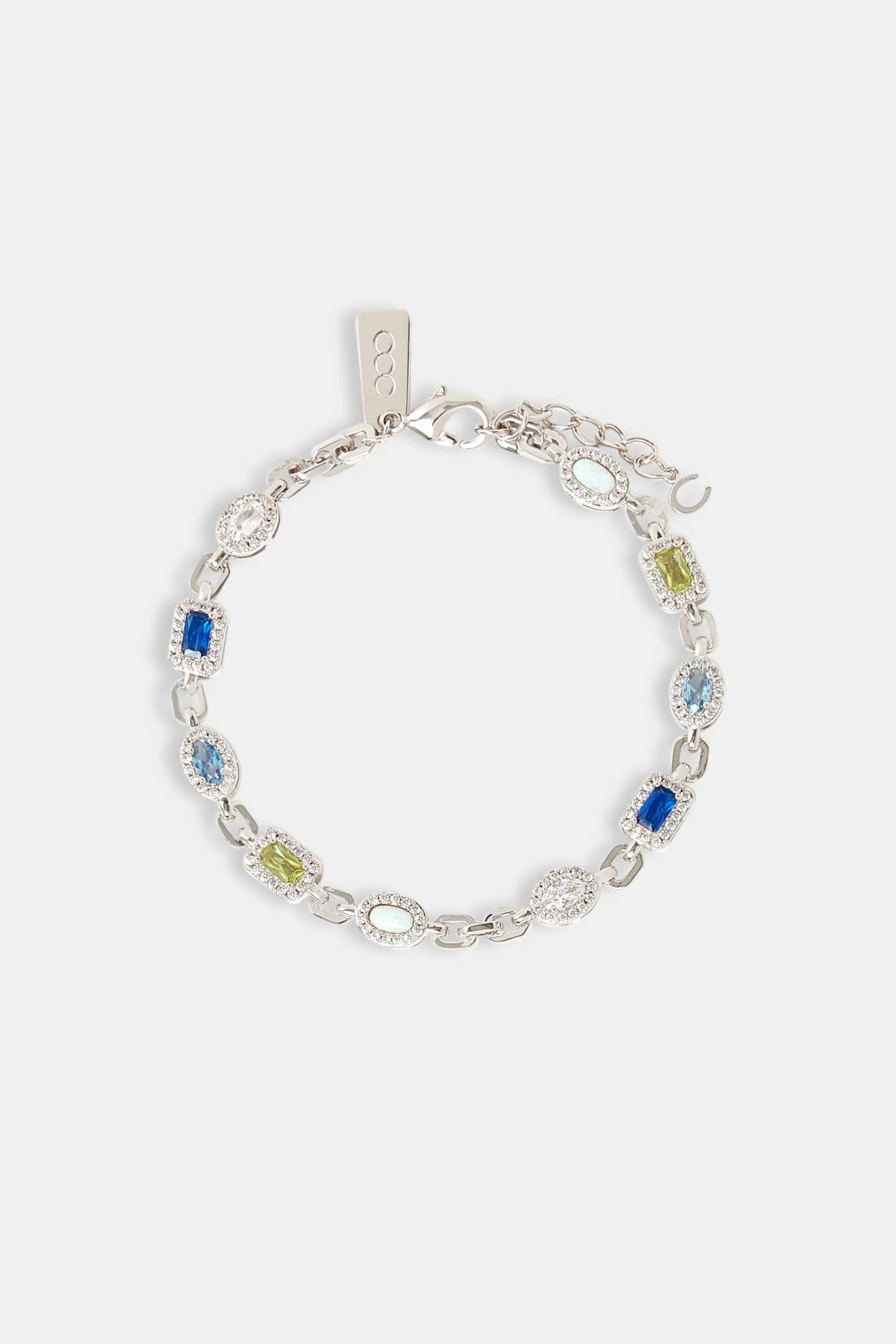 Iced Mixed Gemstone & Opal Link Bracelet - 6mm - Image 2