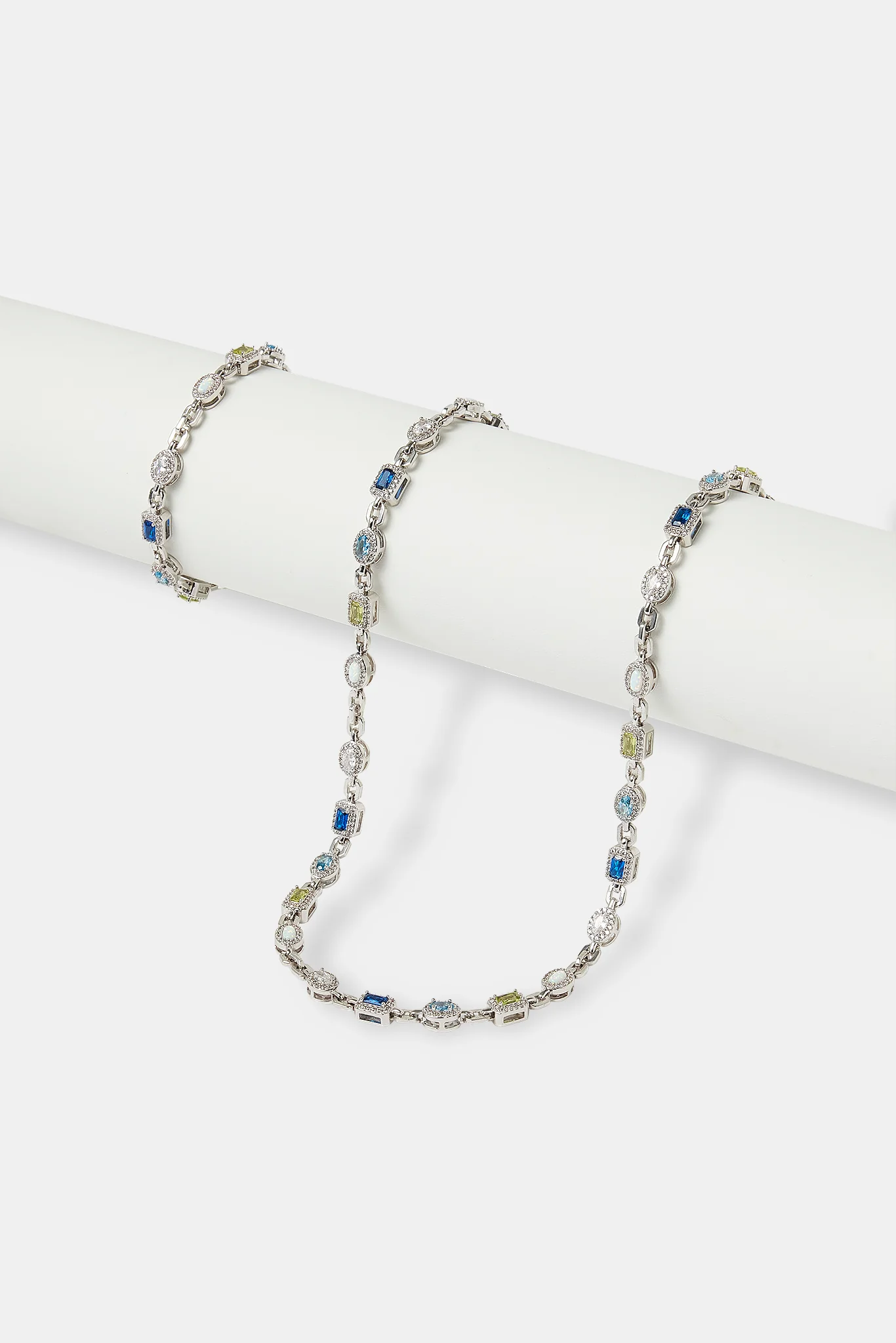 Iced Mixed Gemstone & Opal Link Chain & Bracelet - 6mm - Image 2