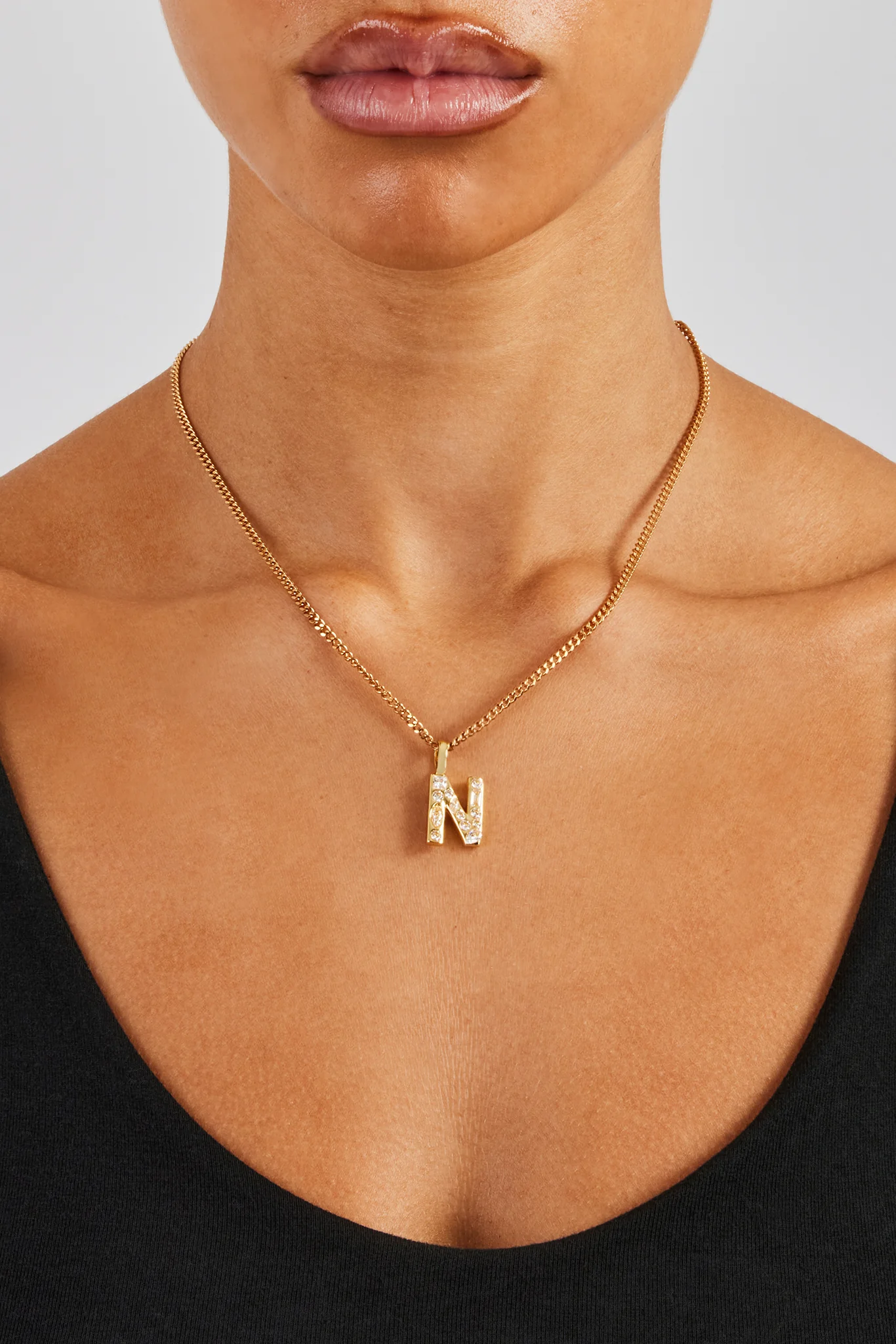 Iced Mixed Stone Letter Pendant - 25mm - Image 10