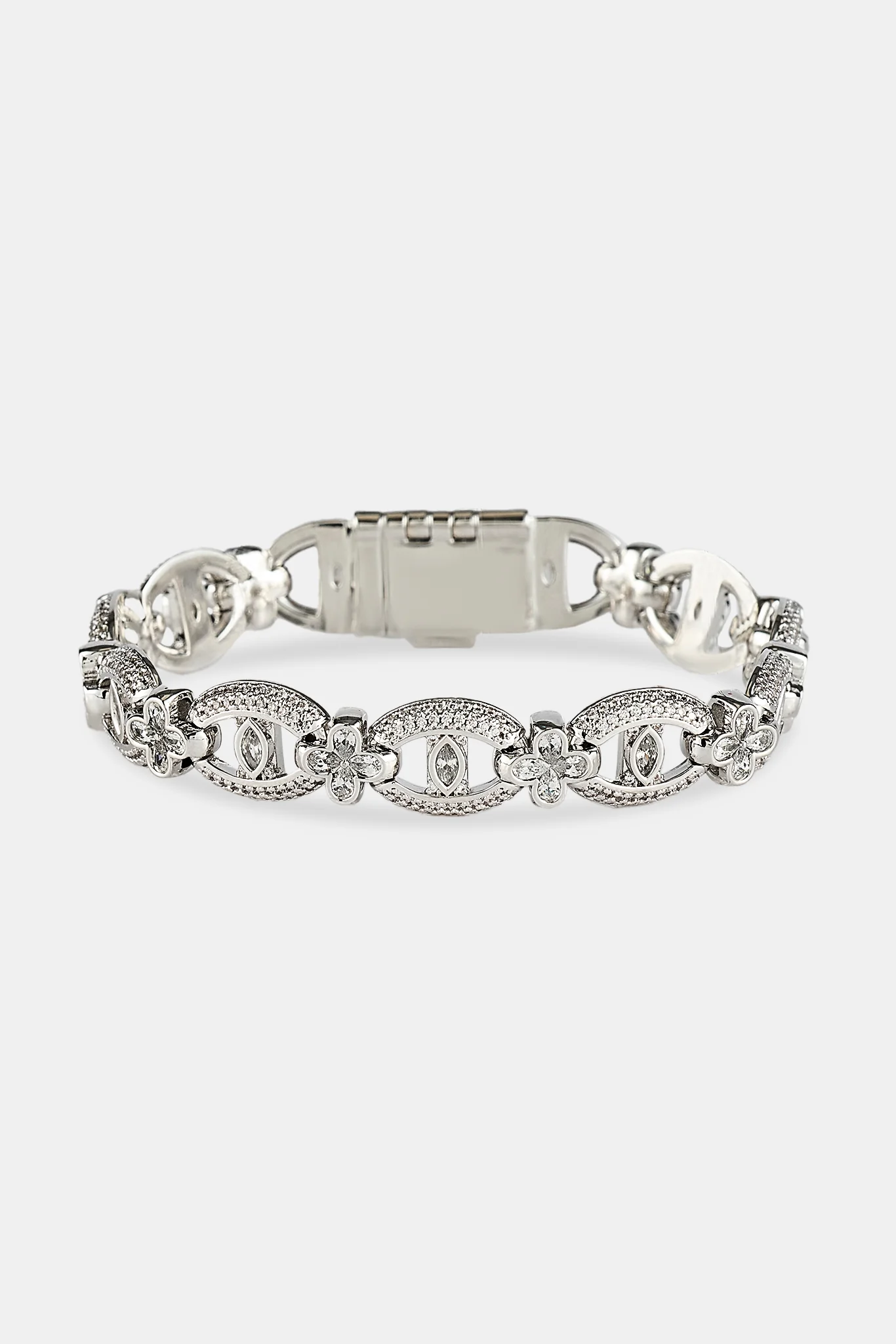Iced Motif & Gemstone Link Bracelet - 10mm - Image 3