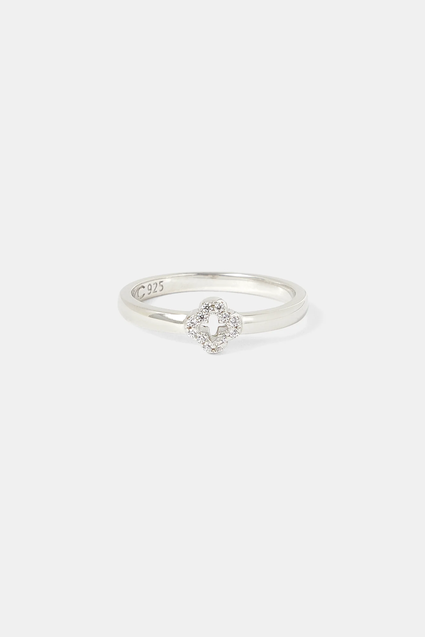 Iced Motif Outline Band Ring - 6mm - White - Image 3