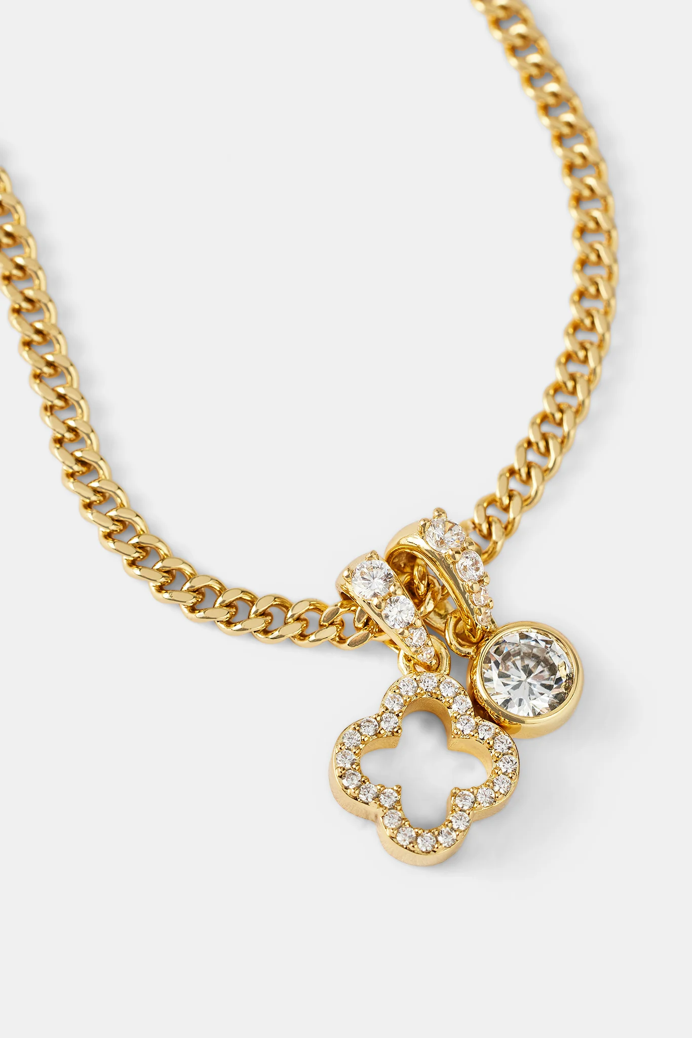 Iced Motif Outline & Gemstone Necklace - 10mm - Gold - Image 2