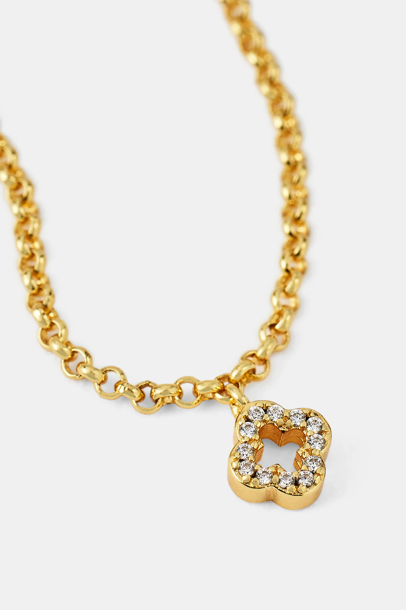 Iced Motif Outline Micro Necklace - 6mm - Gold - Image 4