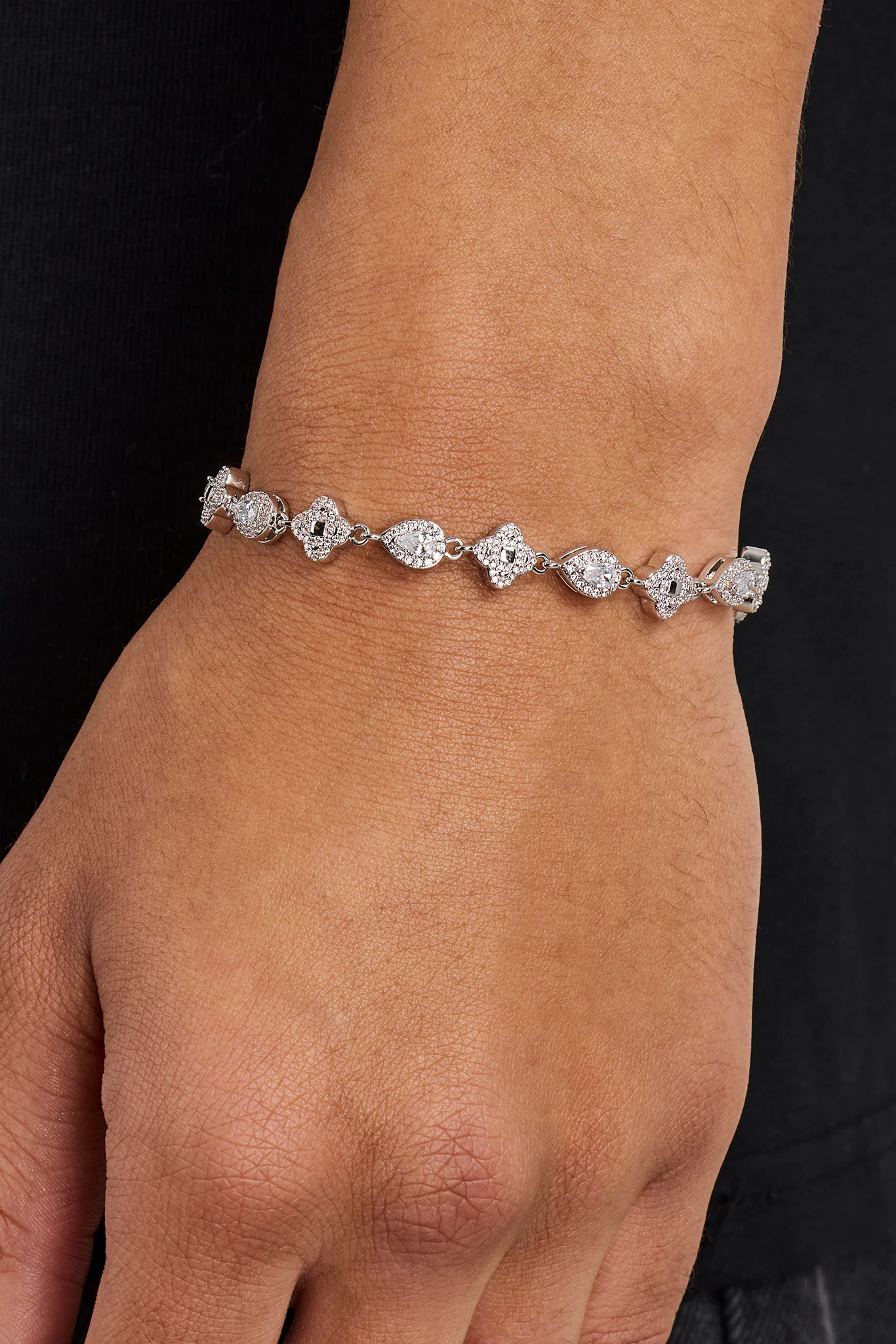 Iced Motif & Pear Gemstone Bracelet - 6mm - Image 2