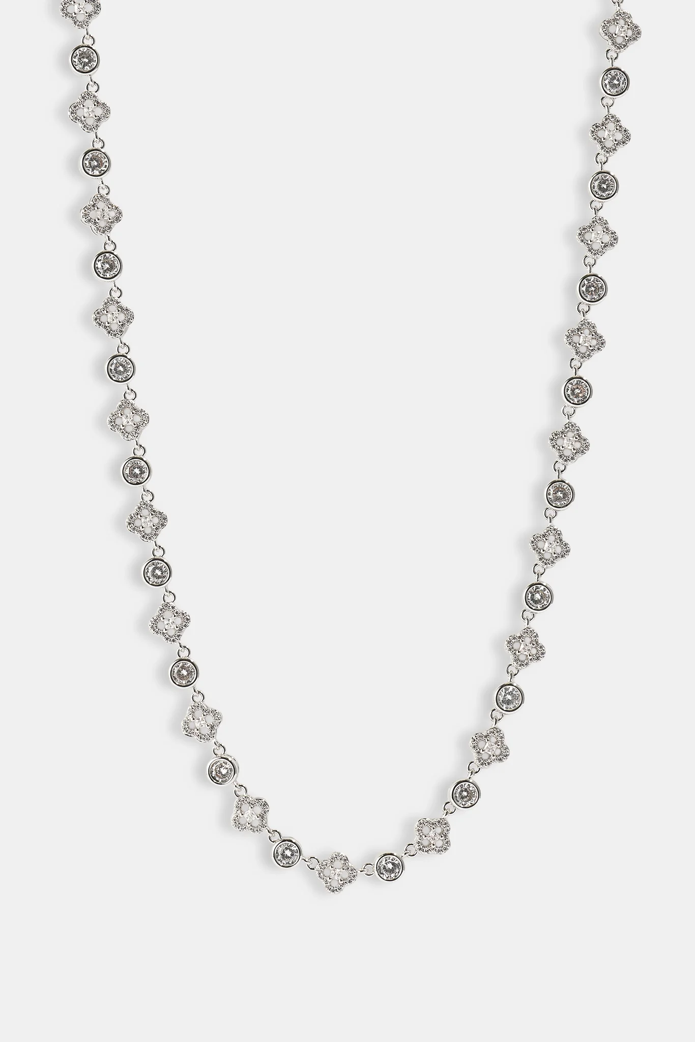 Iced Motif & Round Gemstone Chain - 8mm - White - Image 3