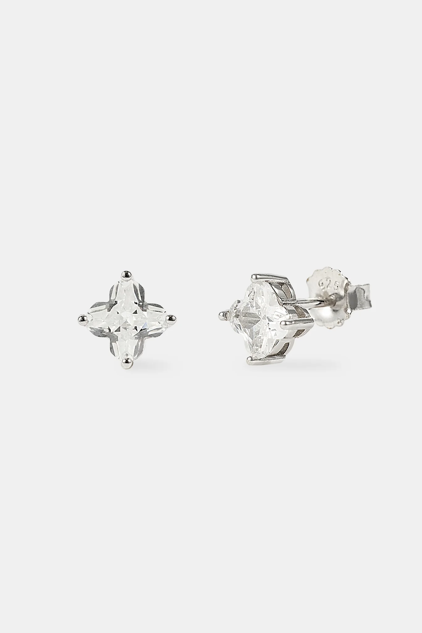 Iced Motif Stone Stud Earrings - 6mm - Image 2