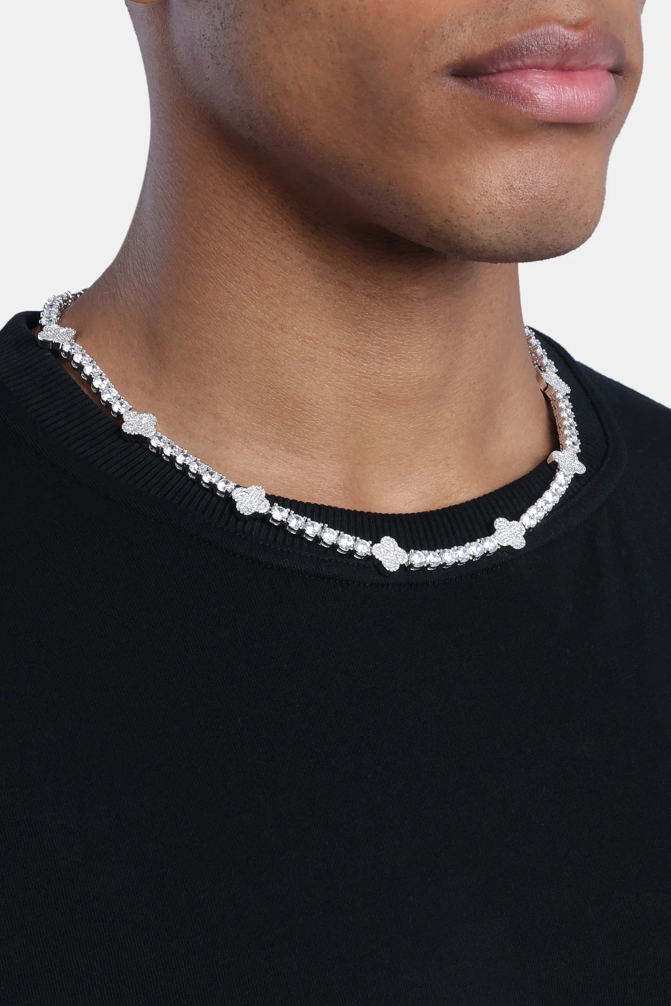 Iced Motif Tennis Chain - White 5mm - Image 4