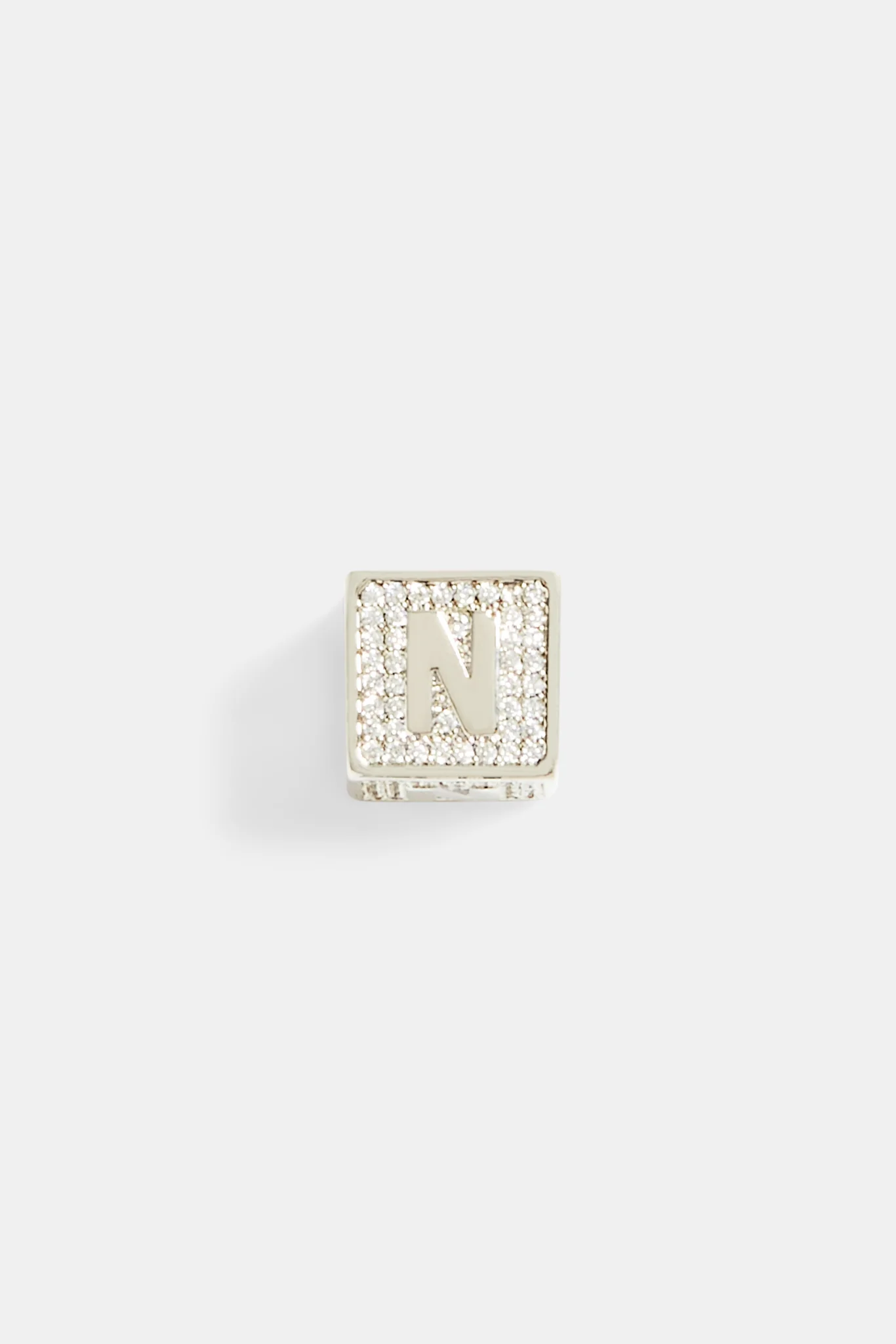 Iced N Letter Block Pendant - Image 2