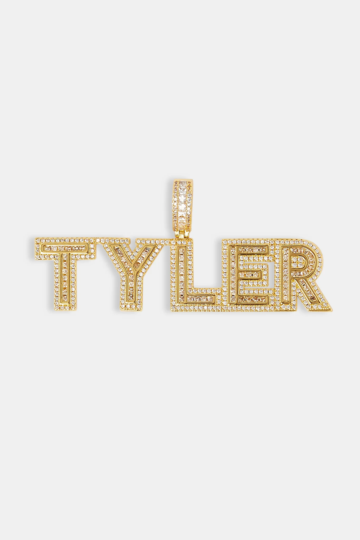 Iced Outline Letter Pendant - 22mm - Gold - Image 2
