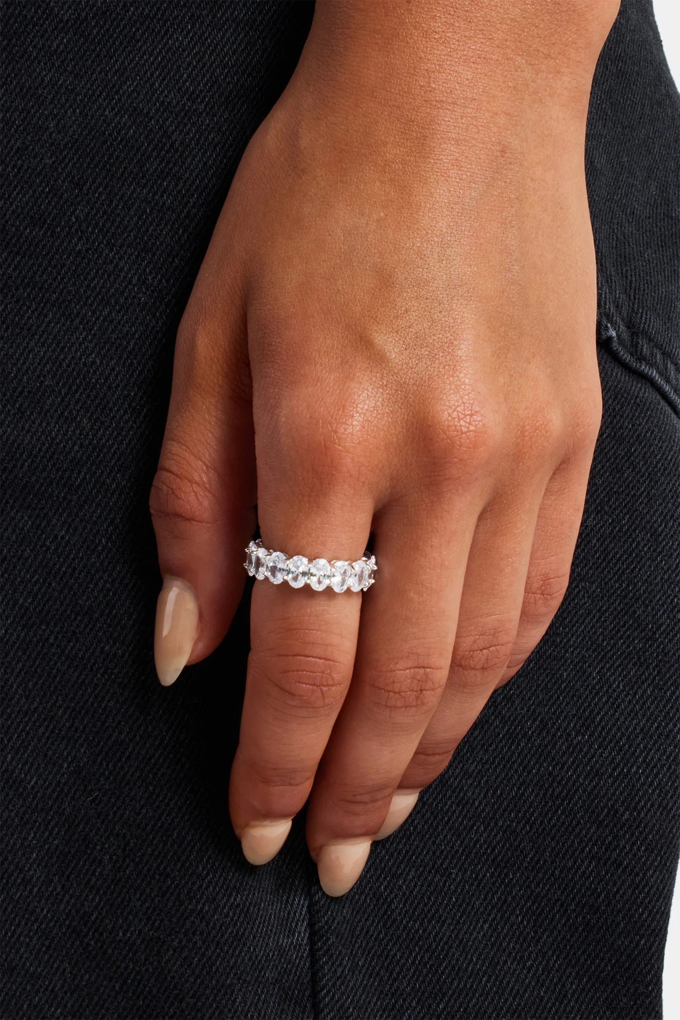 Iced Oval CZ Tennis Ring - 7mm - Image 2