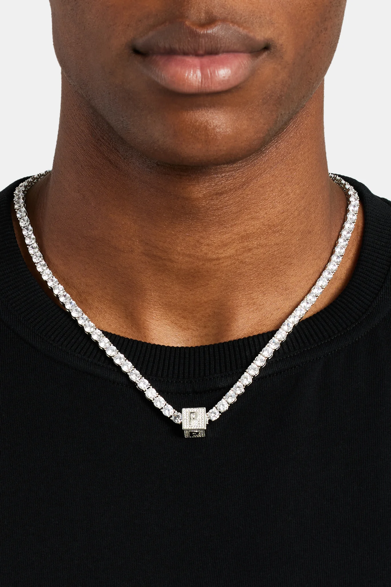 Iced P Letter Block Pendant - Image 4