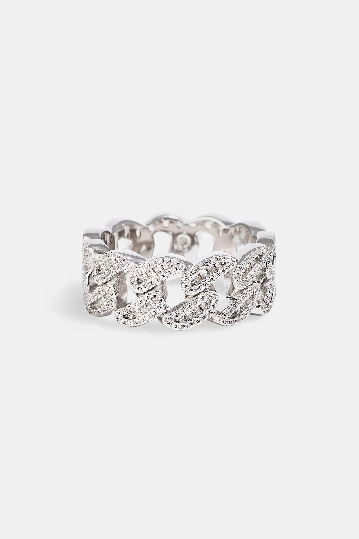 Iced Paisley Cuban Ring - 10mm - White - Image 3