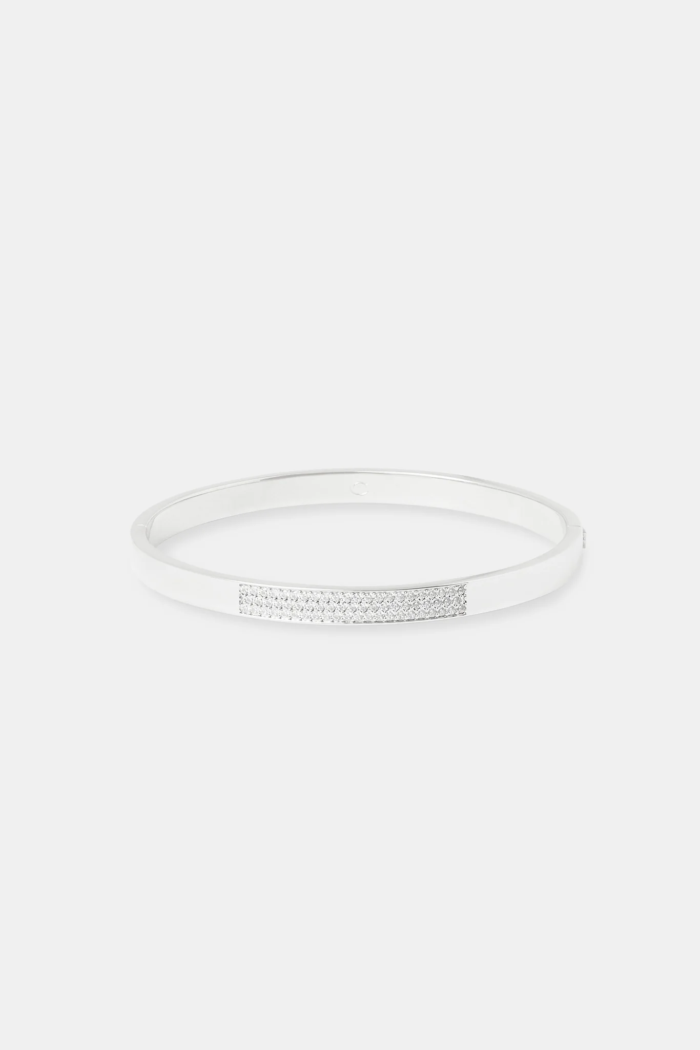 Iced Pave Centre Polished Bangle - 6mm - Image 2