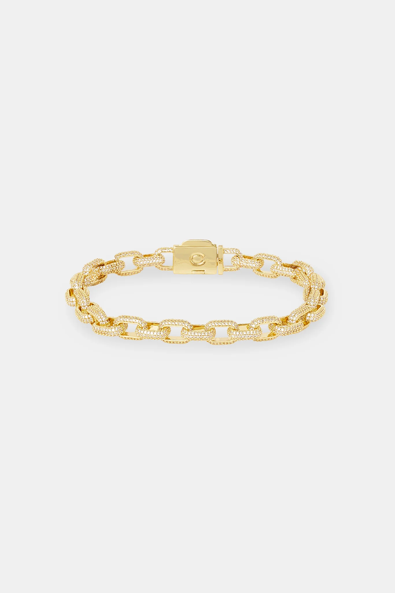 Iced Pave CZ Link Bracelet - 6mm - Gold - Image 2