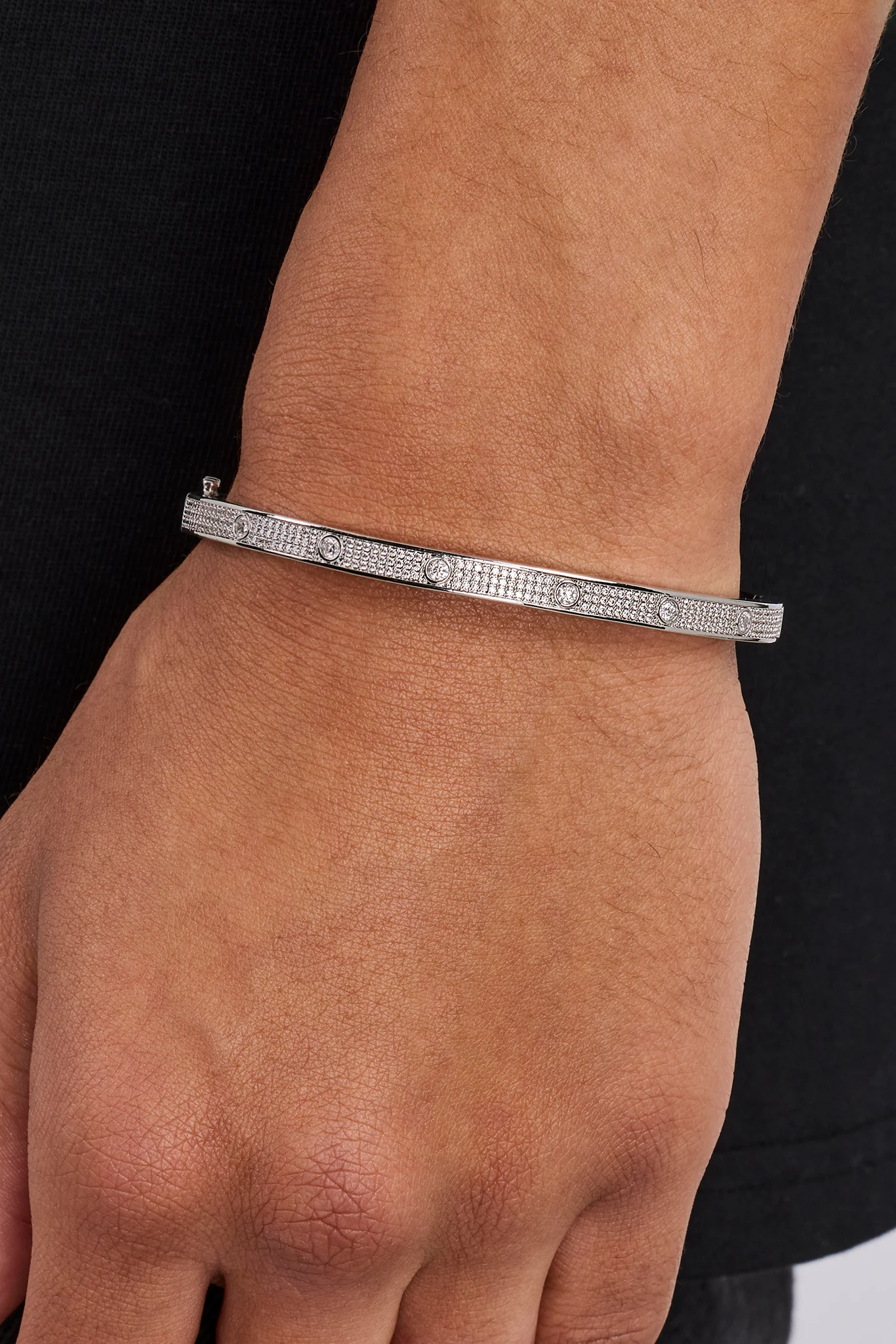 Iced Pave Gemstone Bangle - 5mm - Image 2