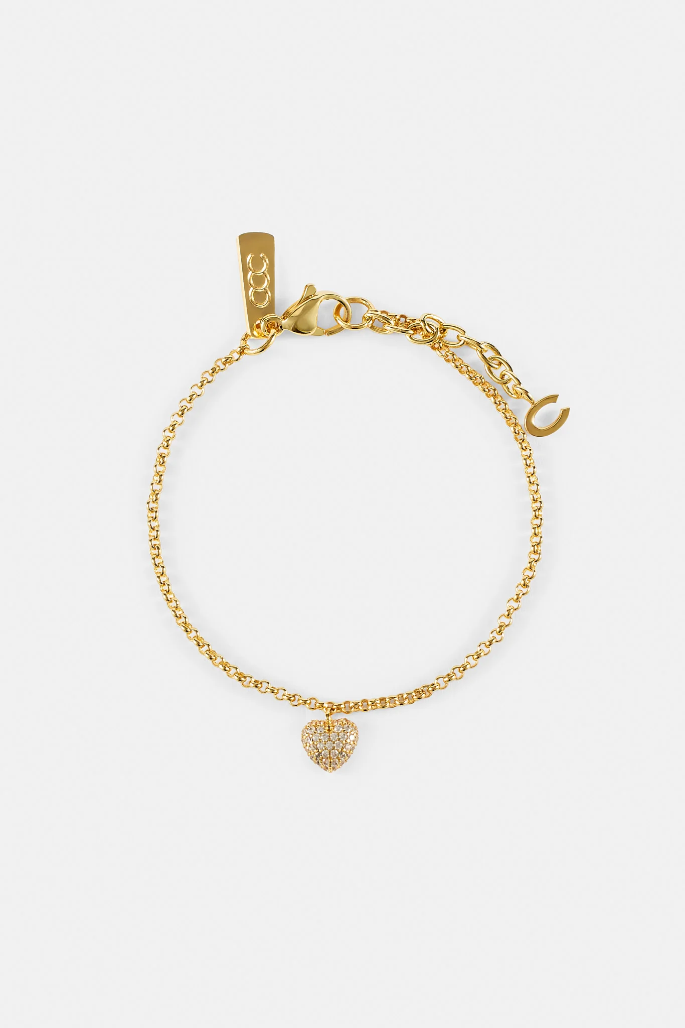 Iced Pave Heart Micro Bracelet - 6mm - Gold - Image 3