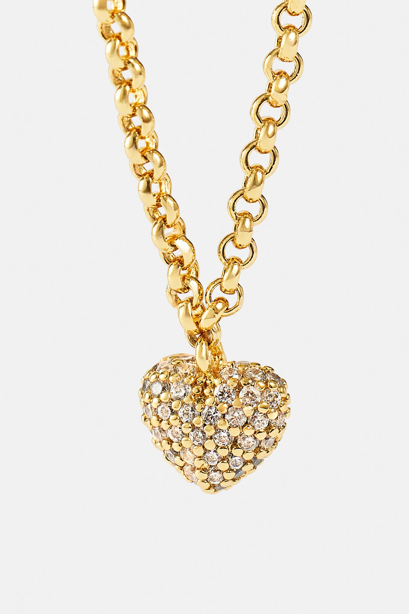 Iced Pave Heart Micro Necklace - 6mm - Gold - Image 2