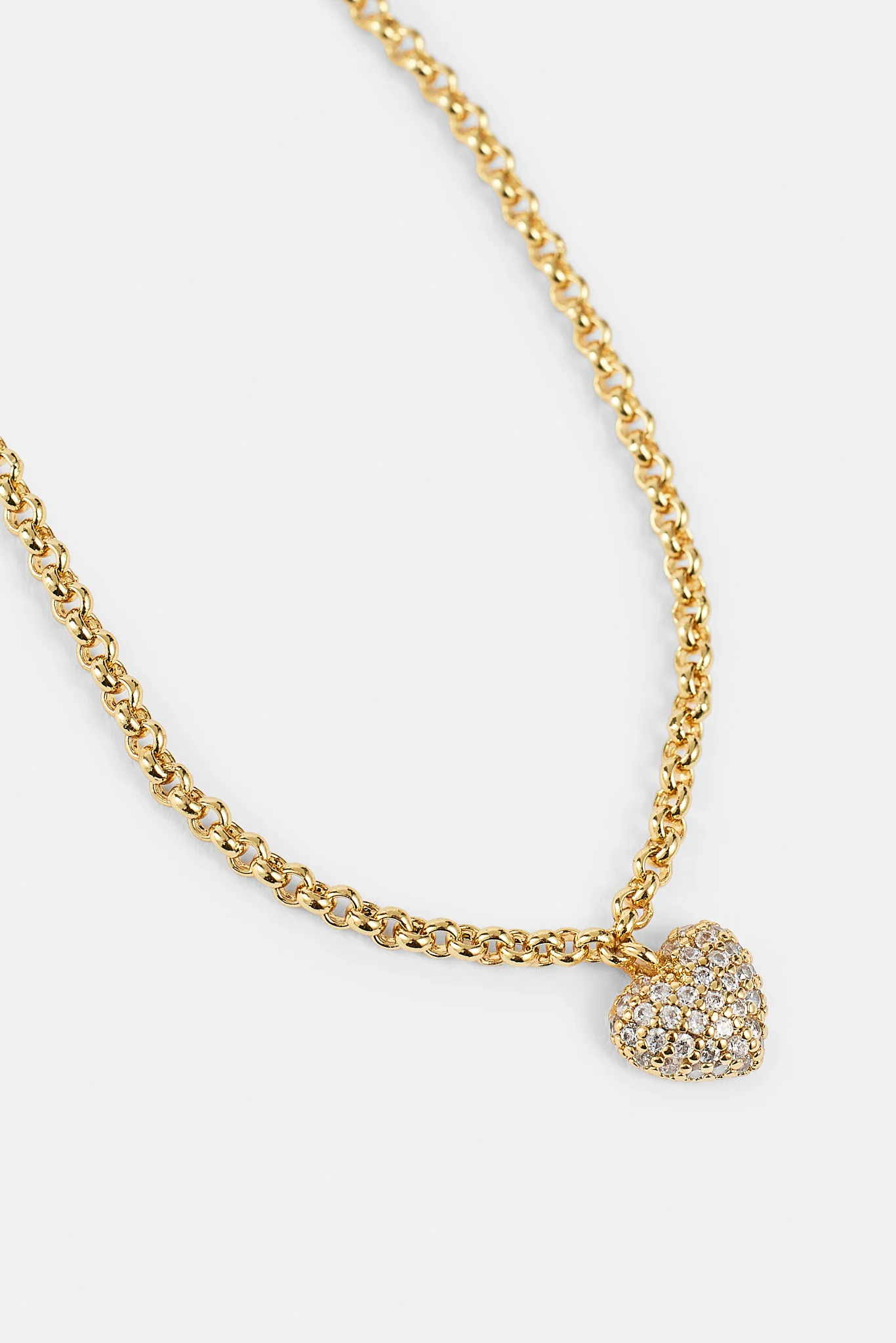 Iced Pave Heart Micro Necklace - 6mm - Gold - Image 3