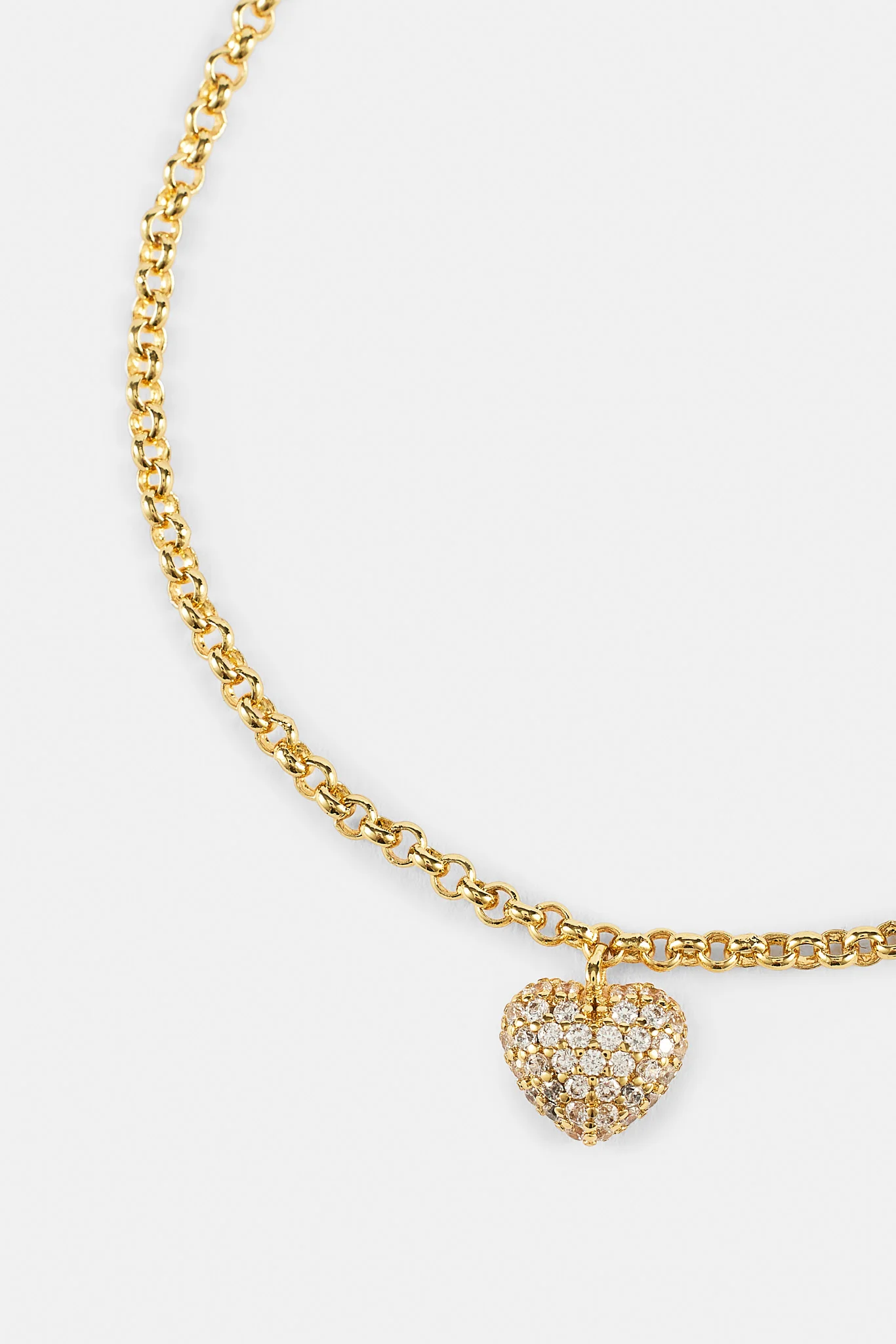 Iced Pave Heart Micro Necklace - 6mm - Gold - Image 4