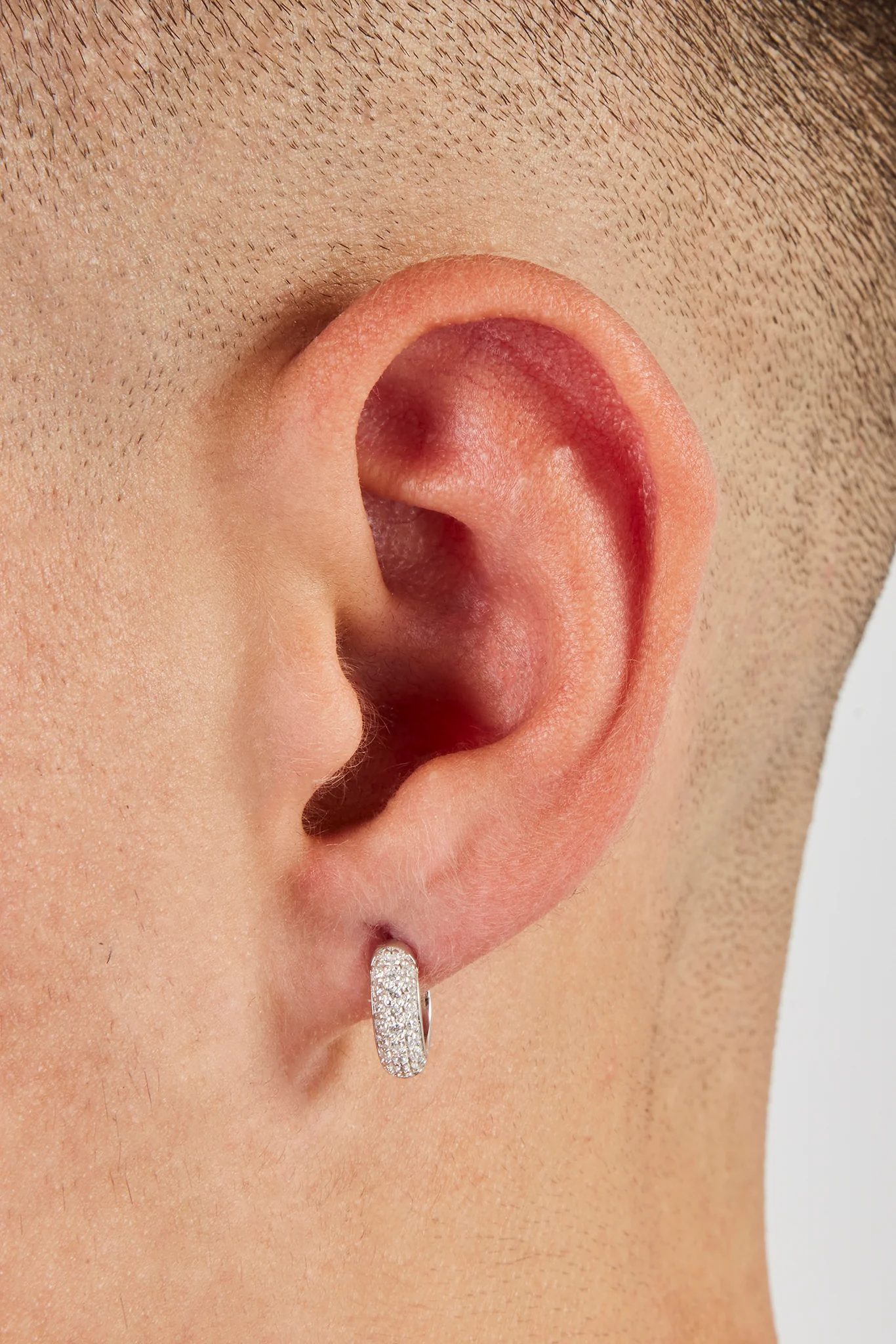 Iced Pave Micro Huggie Earrings - 12mm - Image 2